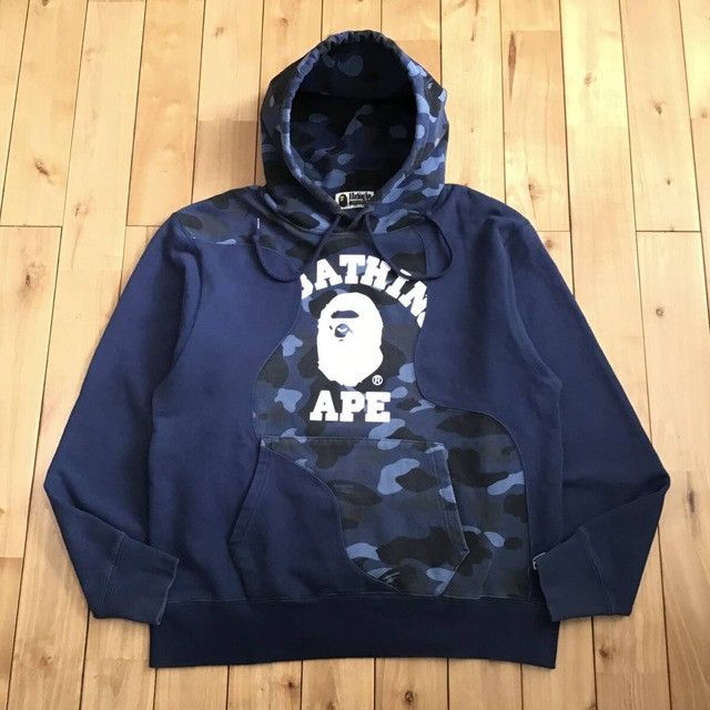 Bape BAPE camo Cutting college logo pullover hoodie a bathing ape Size US M / EU 48-50 / 2 - 1 Thumbnail