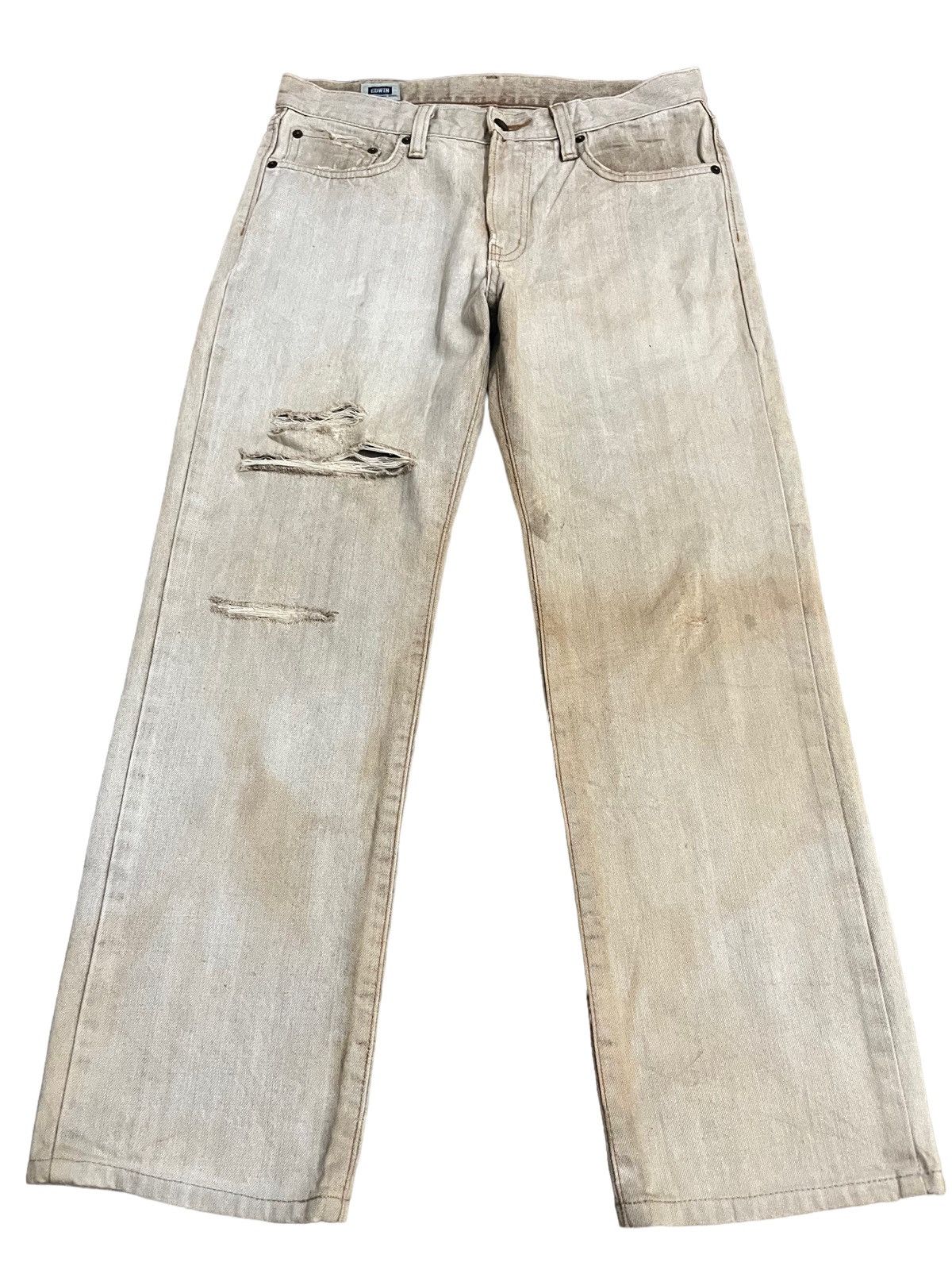 Vintage White Edwin Distressed Style jeans