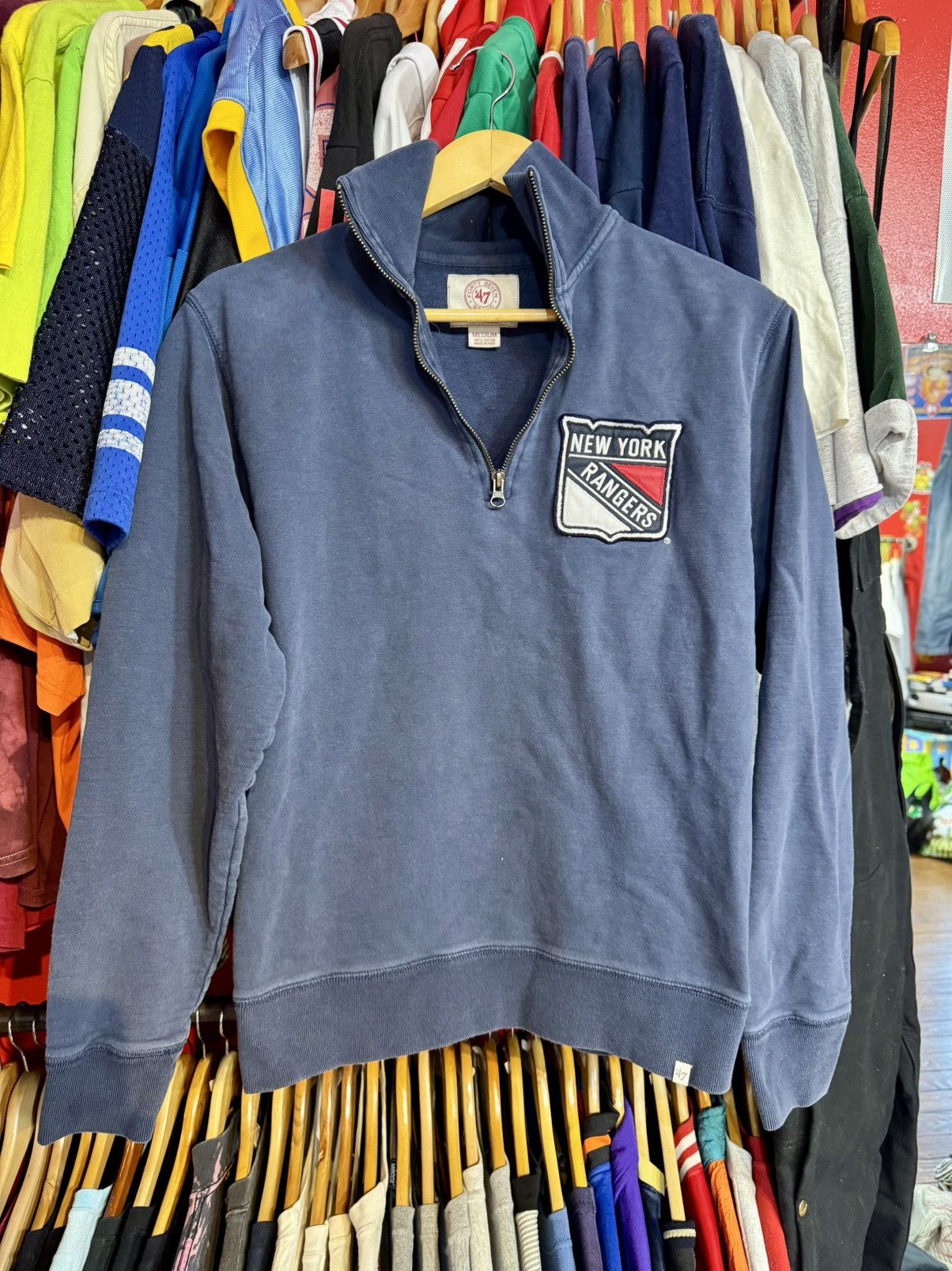 NHL × Vintage New York Rangers Vintage 3/4 Zip Sweater Sweatshirt Size US M / EU 48-50 / 2 - 5 Thumbnail
