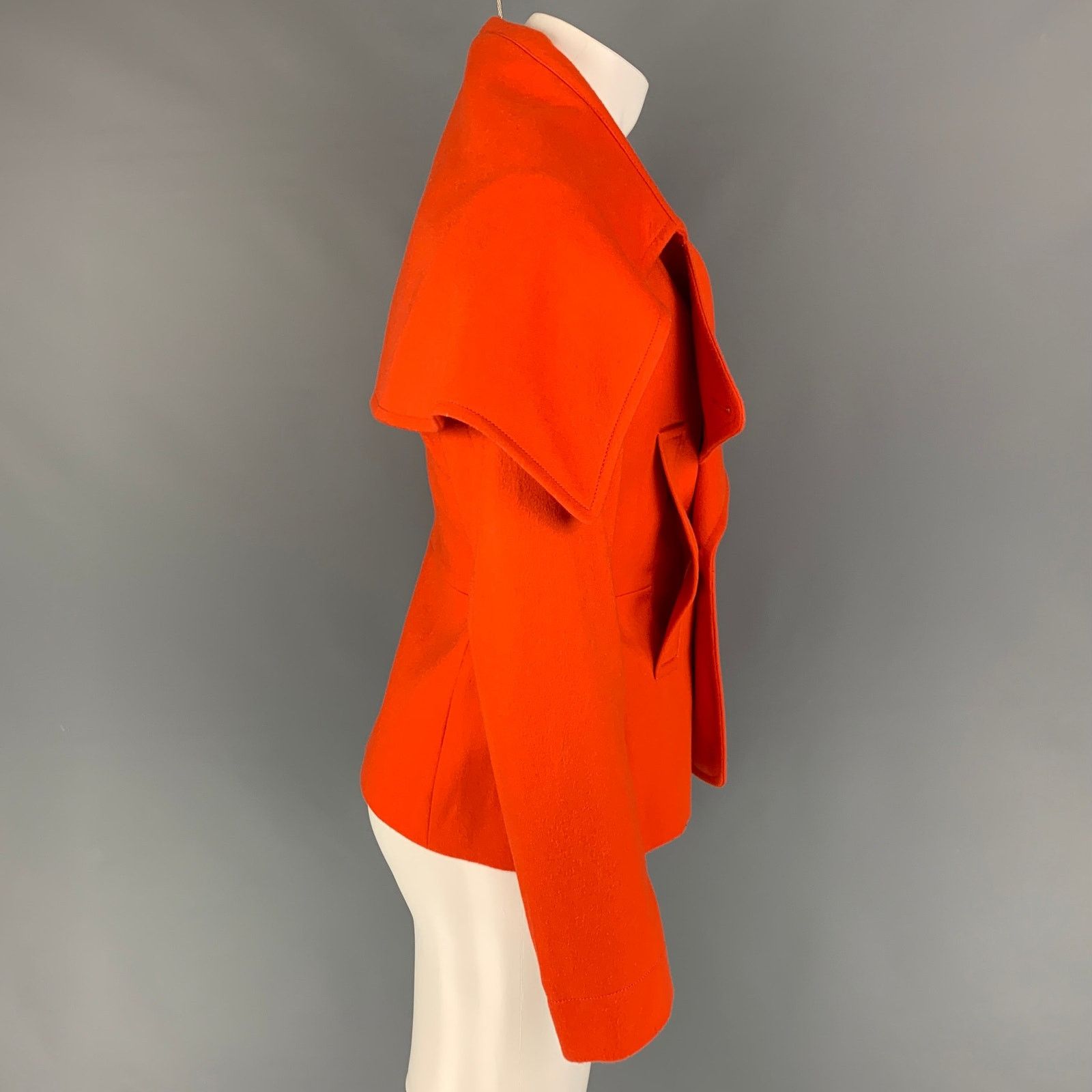 Walter Van Beirendonck FW 19 Size 36 Orange Wool Double Breasted Jacket Size US S / EU 44-46 / 1 - 2 Thumbnail