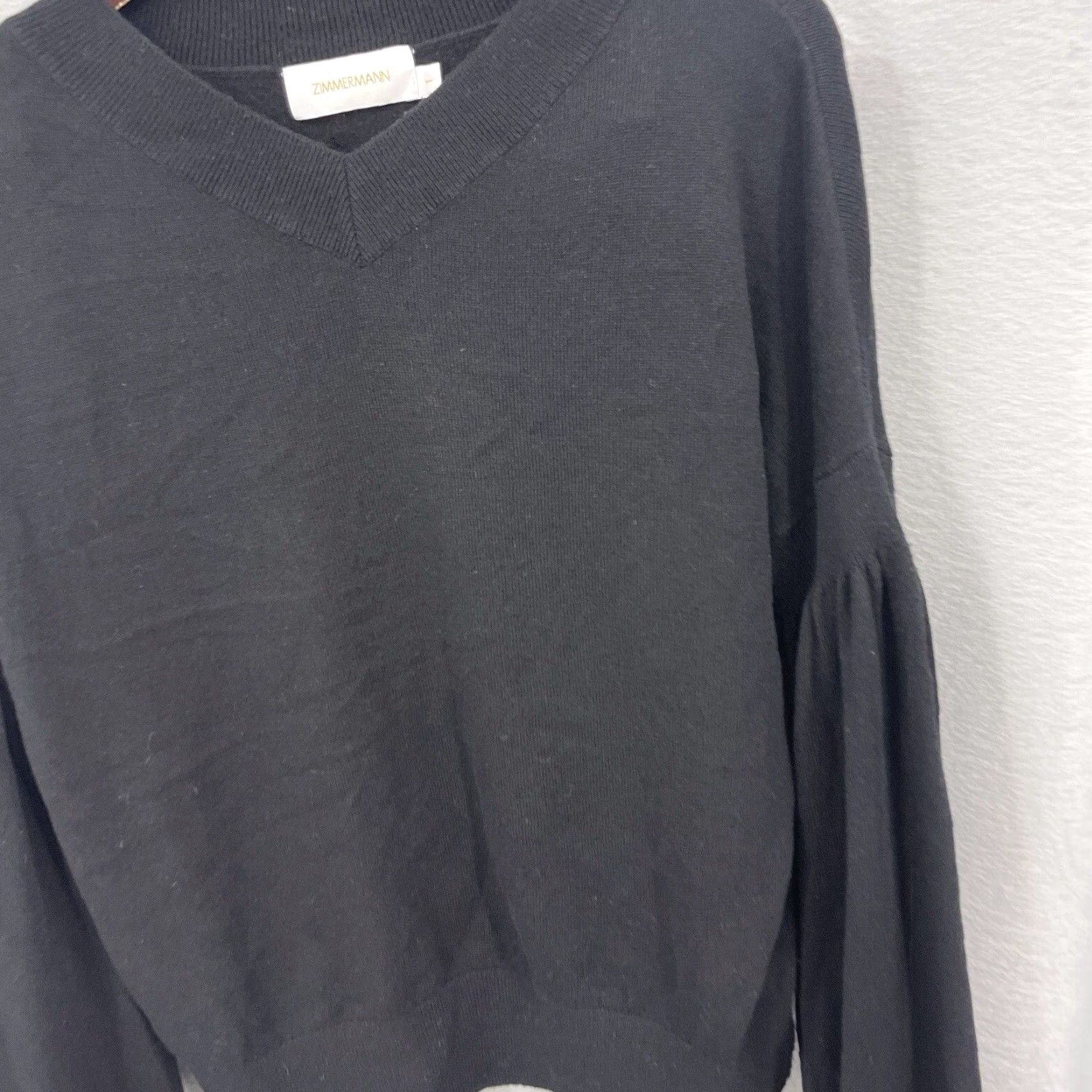 Zimmermann Zimmermann Sweater Women S Black Puff Sleeve V-Neck Cashmere Wool Knit - Classic Fit, All Seasons, 1 Small Size US Ladies Mens no, Womens Size S / US 4 / IT 40 - 3 Thumbnail