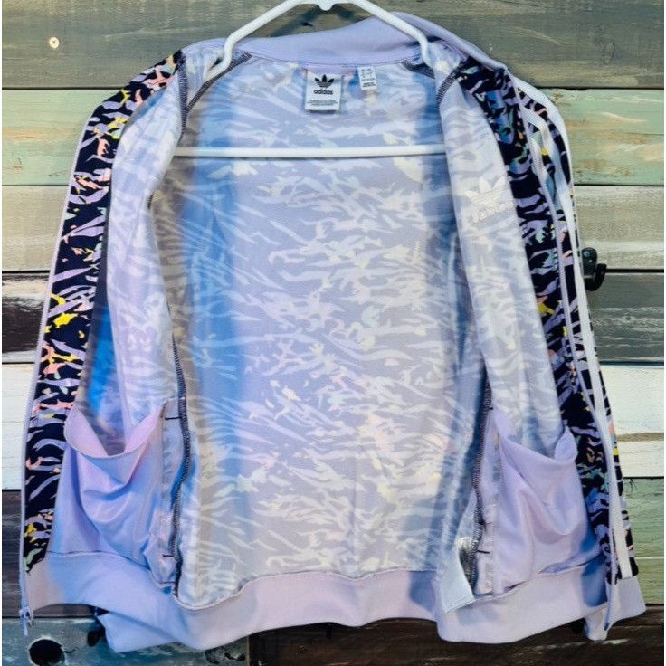 Adidas Adidas Girls Purple Animal Zebra Print Zip Track Jacket M (1 Size M / US 6-8 / IT 42-44 - 7 Thumbnail