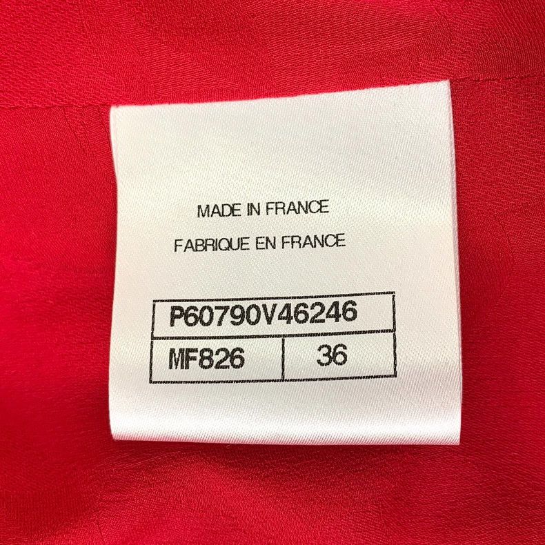 Chanel ChanelRed pearl buckle cotton lapel long-sleeved tweed wove Size XXS / US 00 / IT 34 - 7 Thumbnail