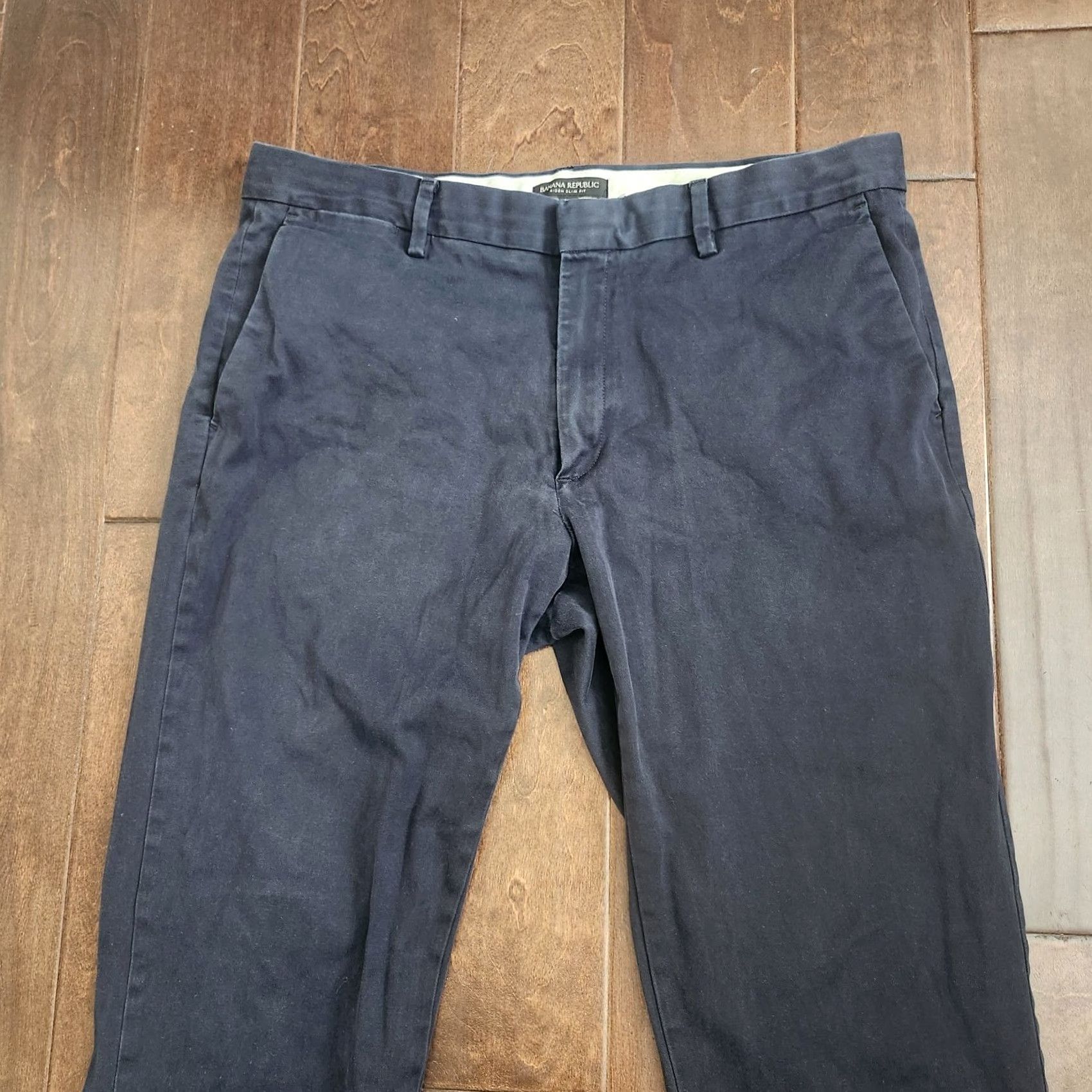 Banana Republic Banana Republic Aiden Slim 36x30 Navy Chino Pants Mens Slim Fit Solid Blue Casual, Travel, Business Boys Mens Size US 36 / EU 52 - 5 Thumbnail
