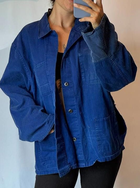 Designer Vintage 1970s french worker jacket Size US L / EU 52-54 / 3 - 1 Thumbnail