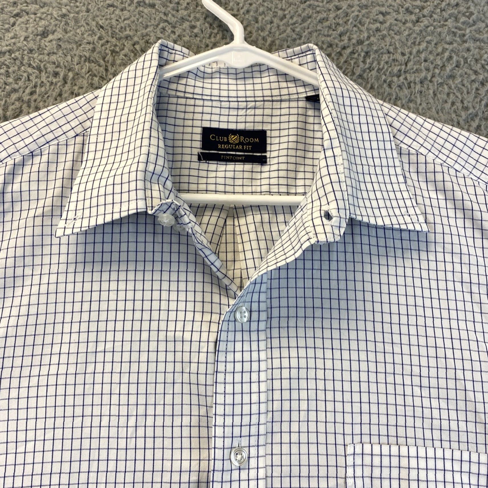 Club Room Club Room Mens Dress Shirt Button-Up White Blue Stripe Cotton 17.5 32/33 Regular Long Sleeve Multicolor Pattern Striped 72-24 Size 46R - 3 Thumbnail