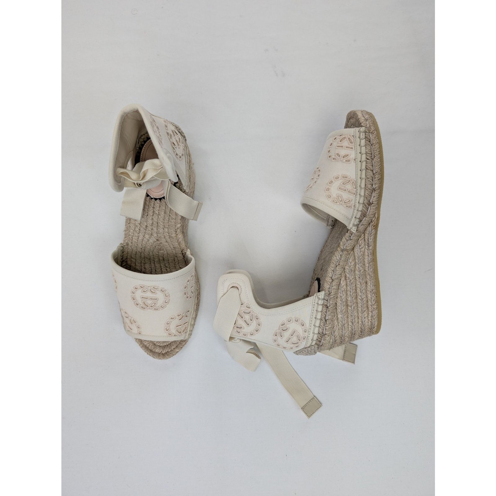 Gucci o1rshd1 Interlocking G canvas espadrille wedge sandal Size US 7 / IT 37 - 1 Thumbnail