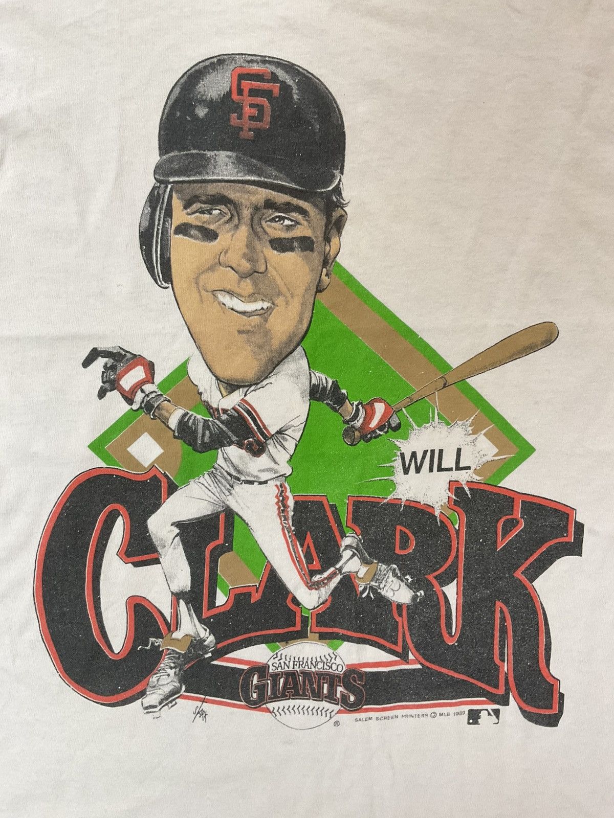 MLB Vintage 1989 Will Clark Caricature SF Giants Tshirt Size US M / EU 48-50 / 2 - 2 Thumbnail