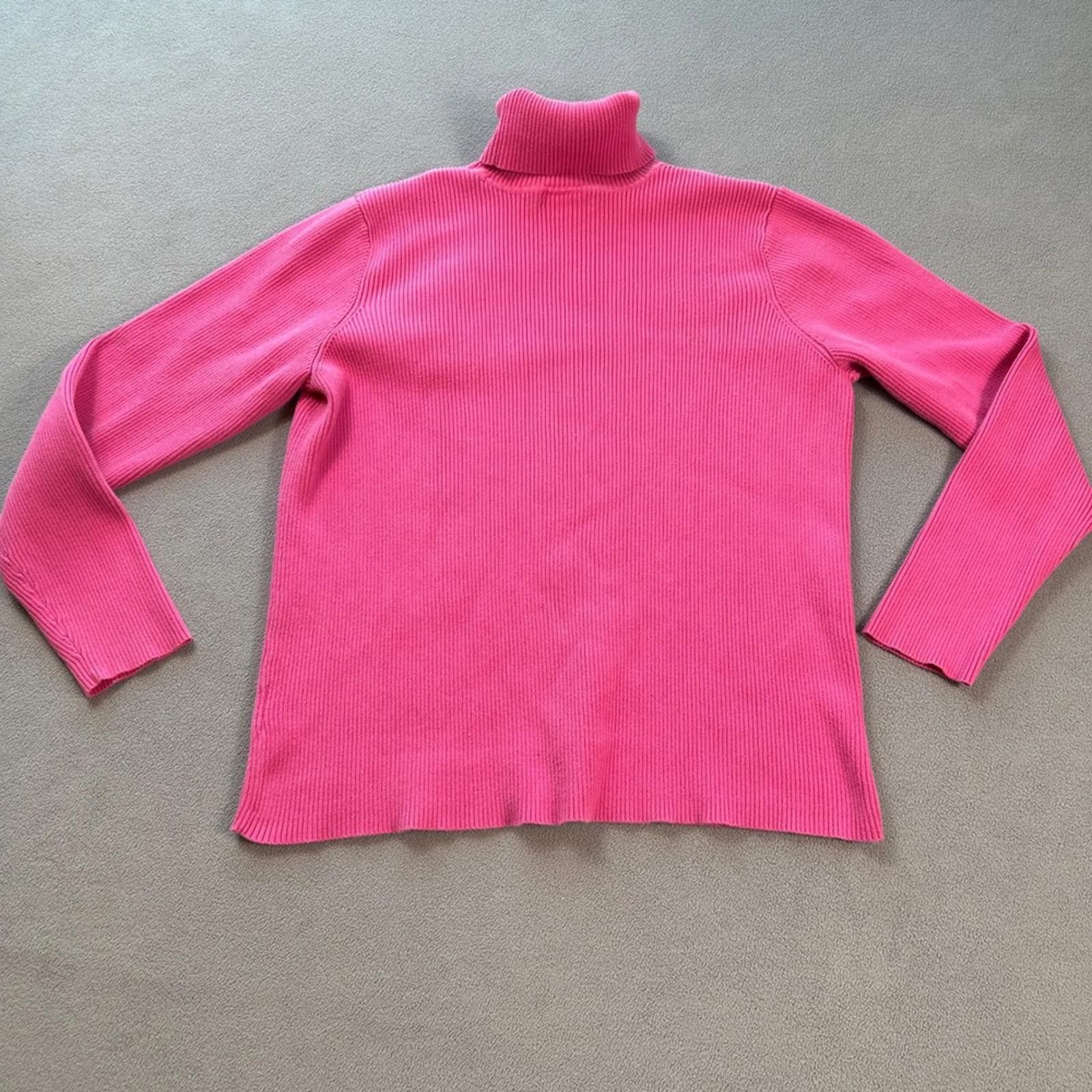 Lauren Ralph Lauren Lauren Ralph Lauren Turtleneck Sweater Pink Ribbed Womens XL Size XL / US 12-14 / IT 48-50 - 2 Thumbnail