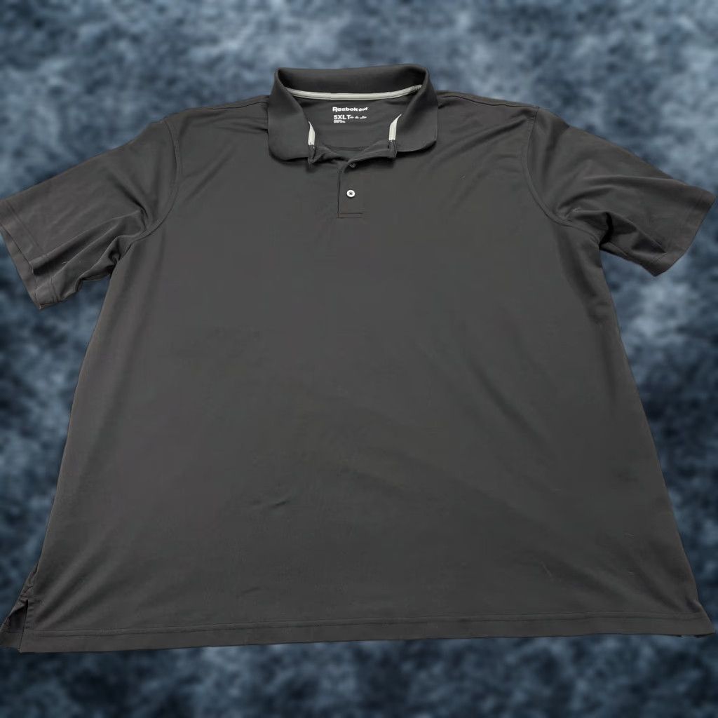 Reebok Reebok Polo Shirt Mens 5XLT Black Solid Performance Golf Breathable Lightweight Polyester Spandex Big & Tall Shirt Mens Golf Polo 5XLT Black Solid Size US XXL / EU 58 / 5 - 1 Thumbnail