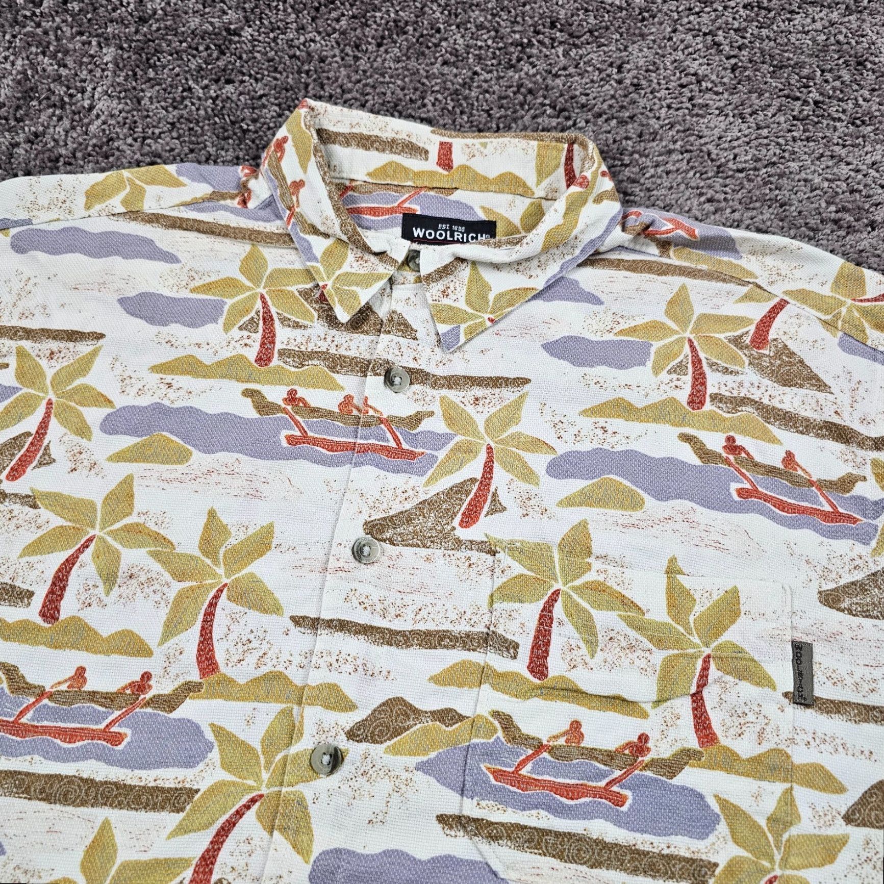 Vintage VINTAGE Woolrich Shirt Mens L Hawaiian Birch Tropical Canoe Short Sleeve Floral Pockets 60s-70s Mens Size US L / EU 52-54 / 3 - 2 Thumbnail