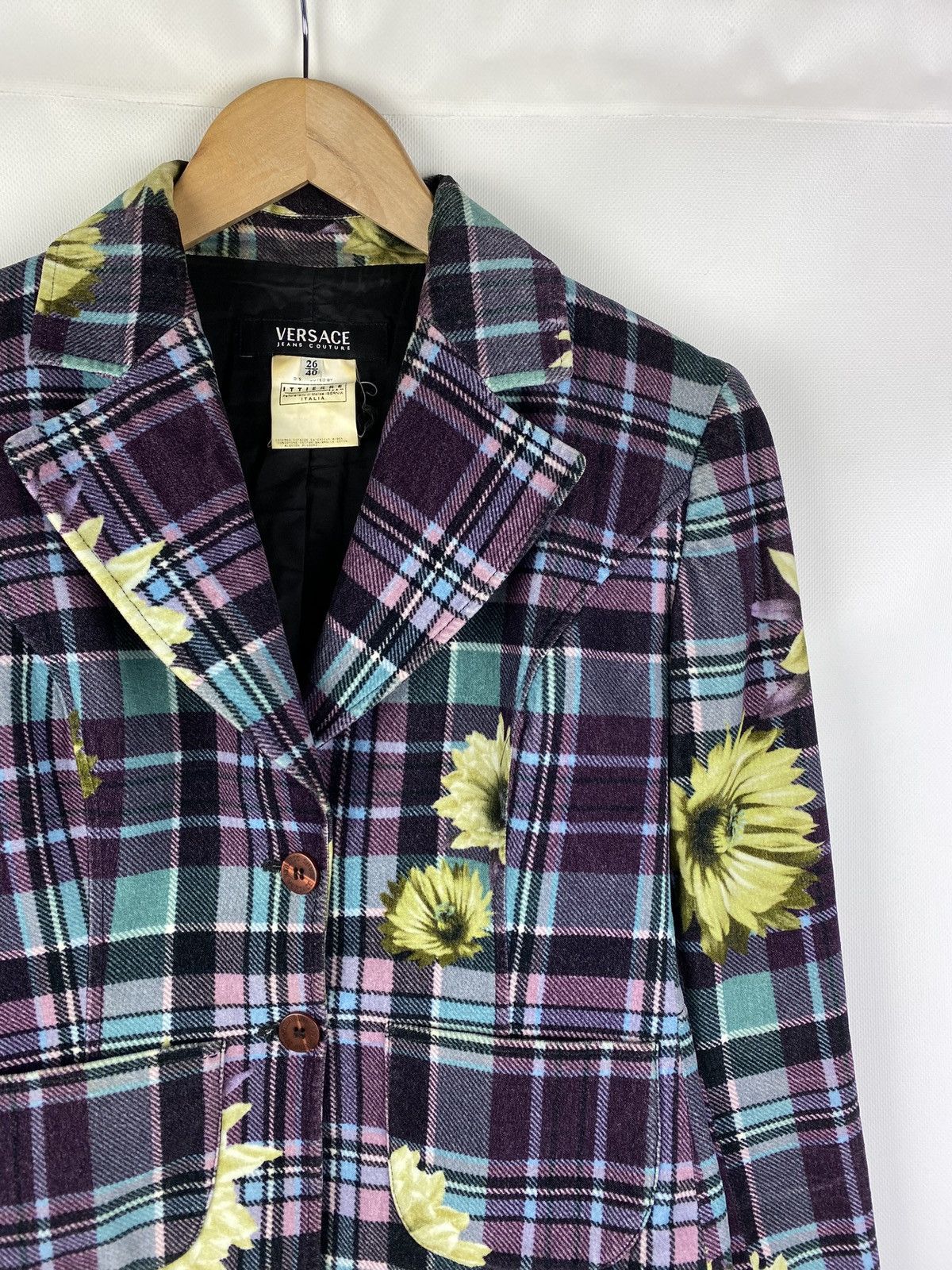 Versace Jeans Couture × Vintage Versace Jeans Couture floral pattern checked blazer jacket Size S / US 4 / IT 40 - 6 Thumbnail