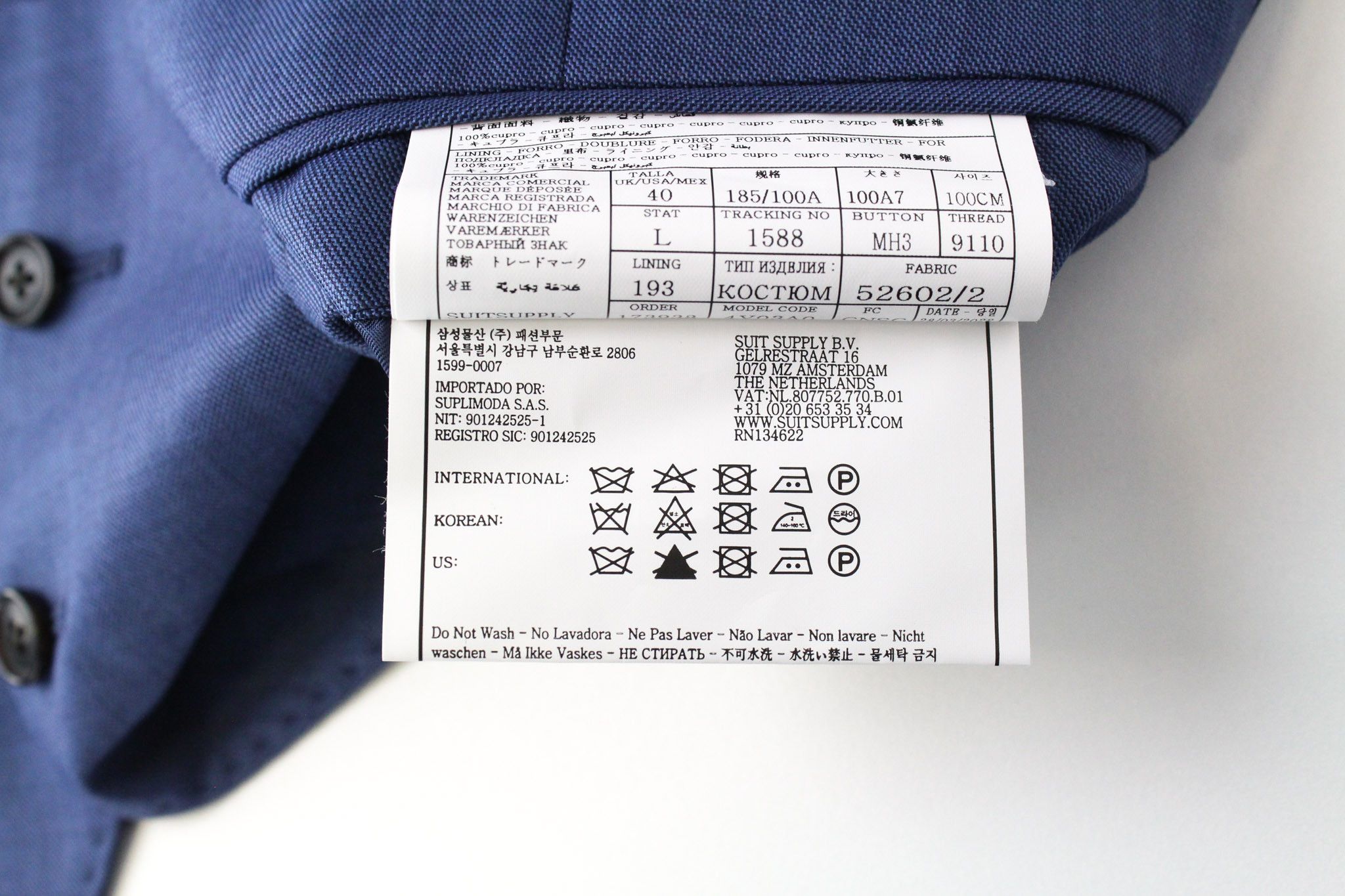 Suitsupply LAZIO LA SPALLA UK40L Blue Wool S150 3 Piece Suit 67928 Size 40L - 18 Thumbnail