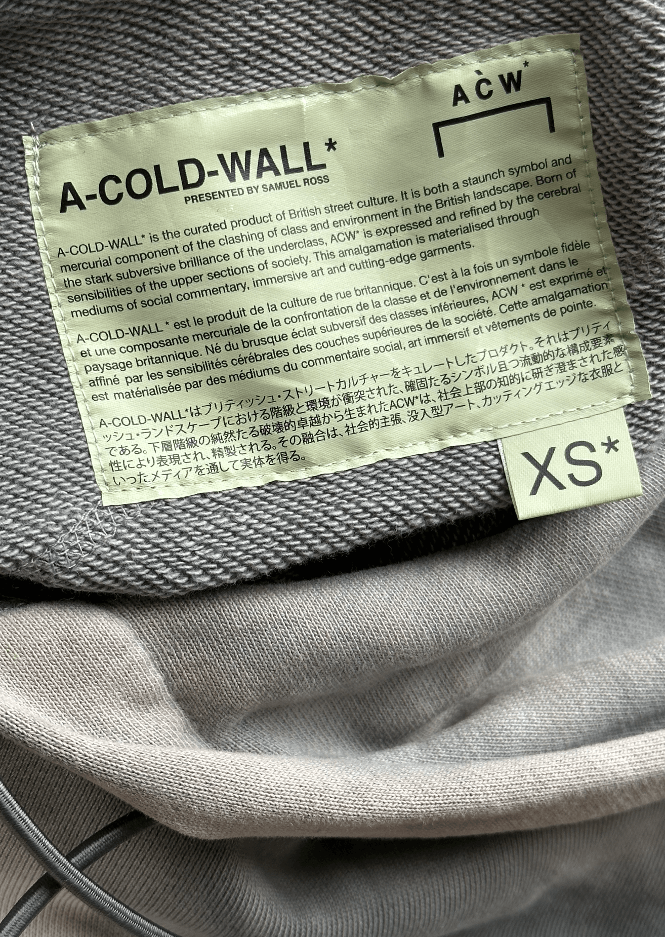 A-COLD-WALL* SSENSE Exclusive Grey Logo Hoodie Size XS / US 0-2 / IT 36-38 - 3 Thumbnail