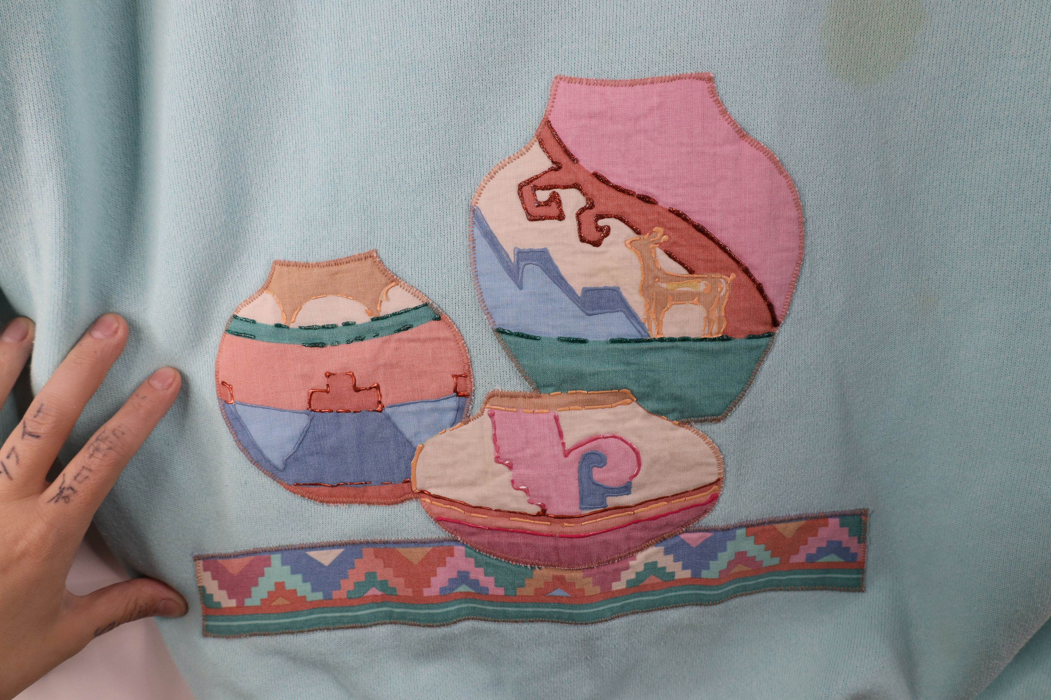 Vintage Vintage 80s 90s Streetwear Pottery Sweatshirt Blue USA Size XL / US 12-14 / IT 48-50 - 5 Thumbnail