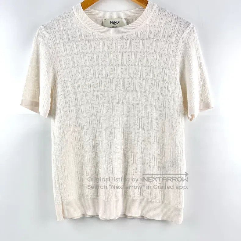 Fendi White monogrammed knitted shirt