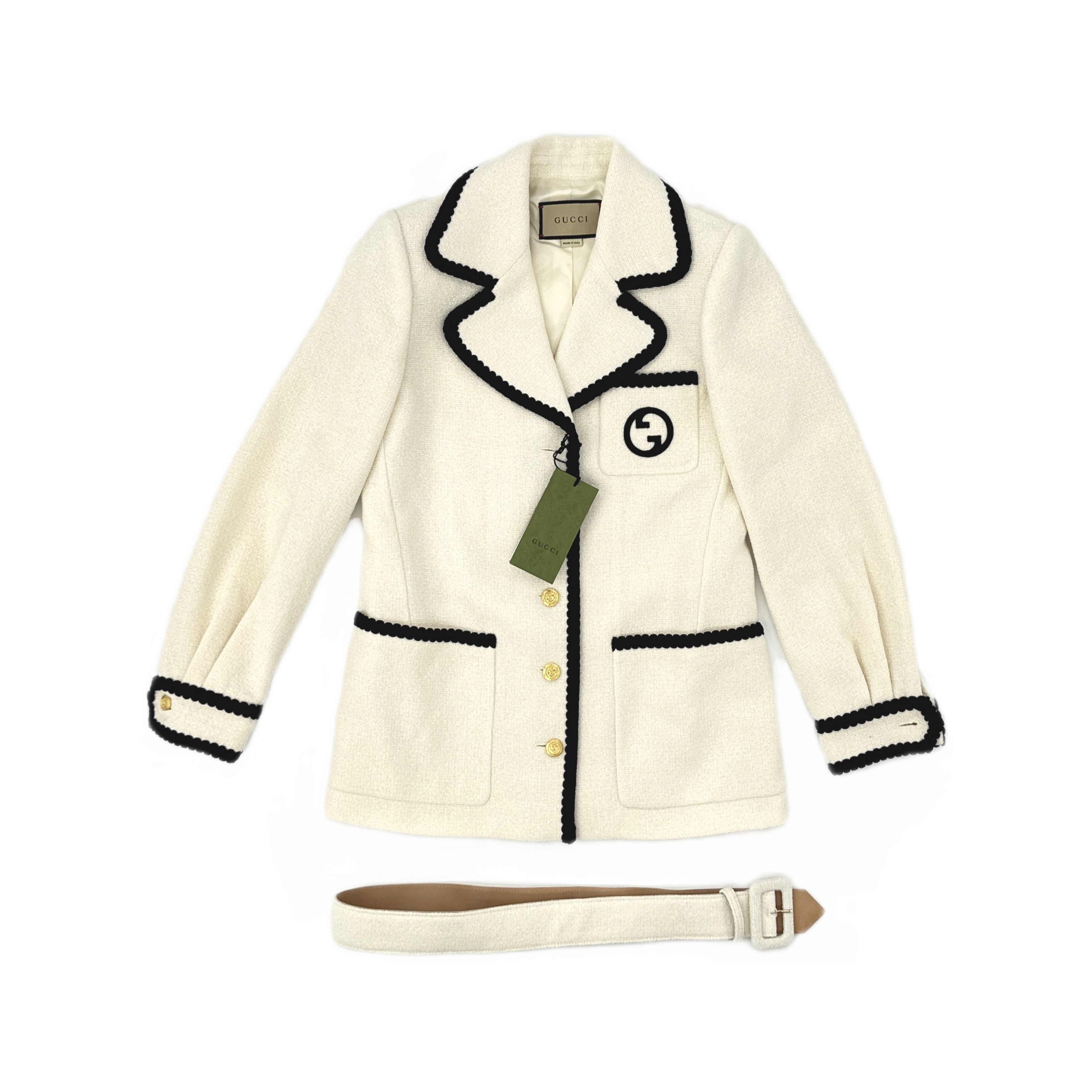 Gucci Gucci Contrast Trim Tweed Jacket Size 40 Size S / US 4 / IT 40 - 1 Thumbnail