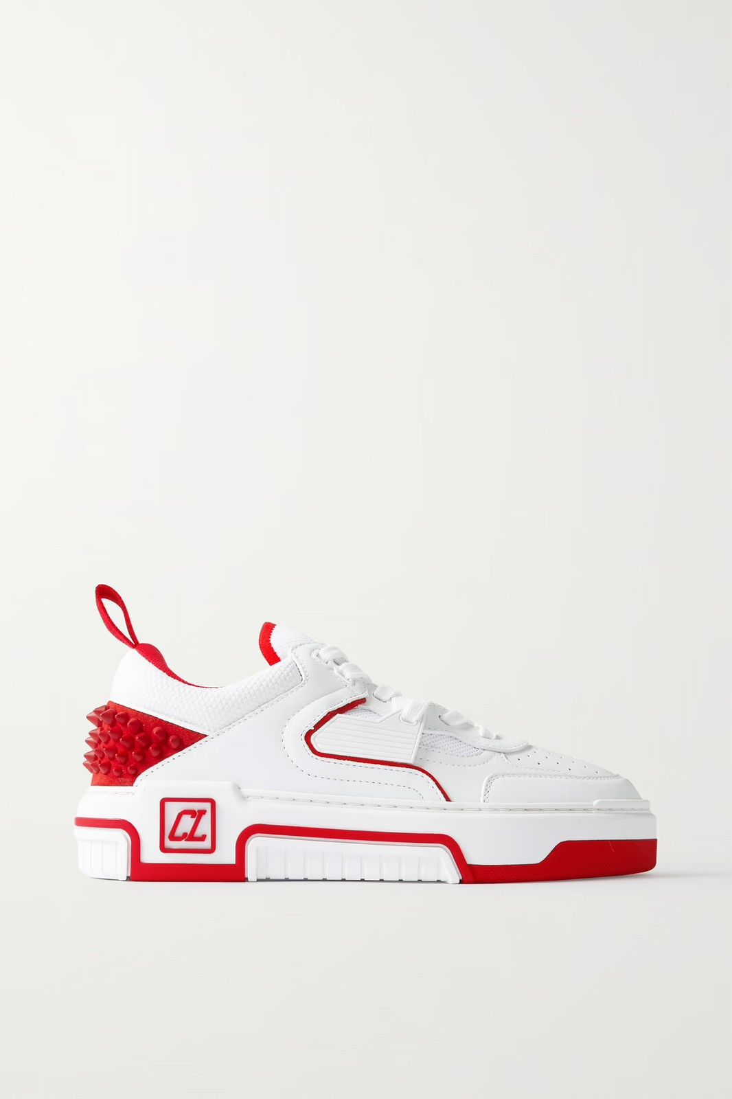 image of Christian Louboutin Astroloubi Donna Red Sole Leather Low-Top Sneakers in White, Women's (Size 6)