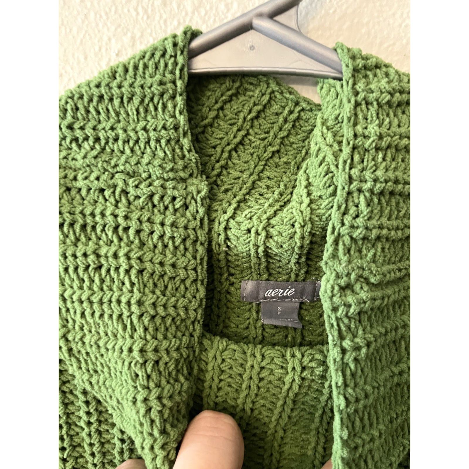 Vintage AERIE Pullover Sweater Womens Mock Neck Cable Green Size Small Size S / US 4 / IT 40 - 3 Thumbnail