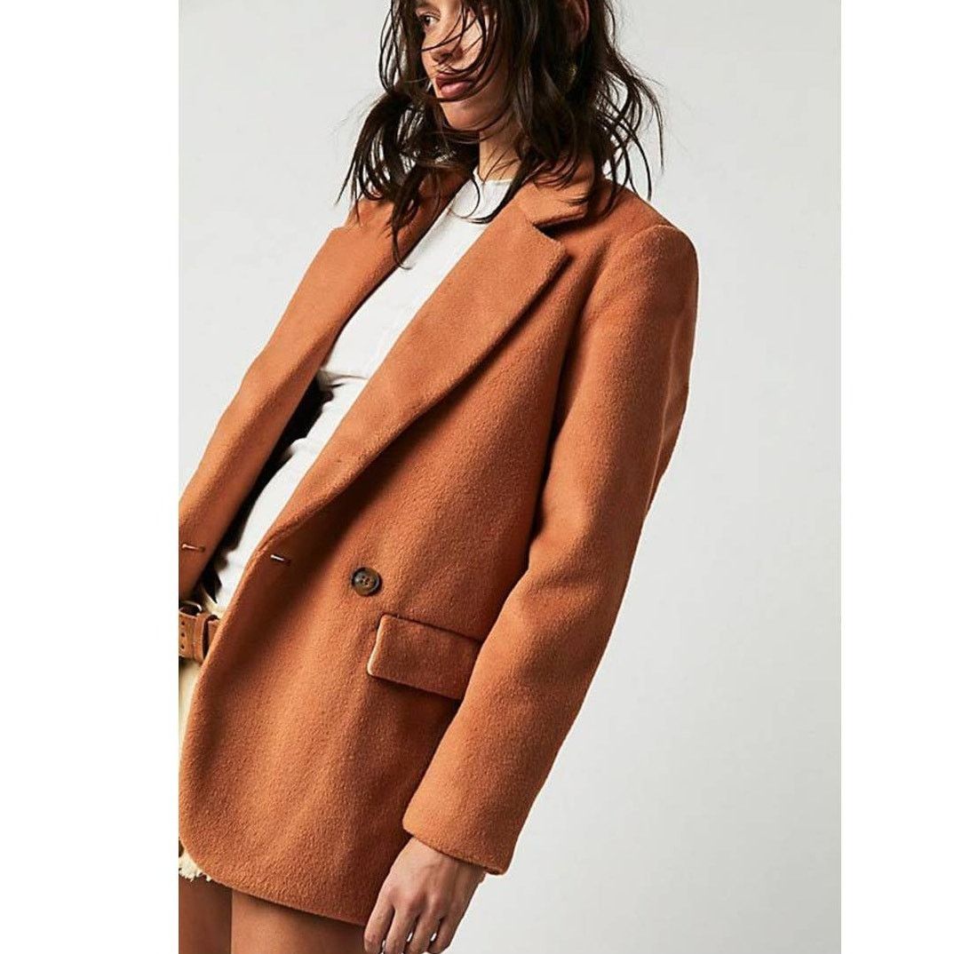 Free People New Free People Mari Solid Blazer PEACOAT Classic $188 LARGE Size L / US 10 / IT 46 - 1 Thumbnail