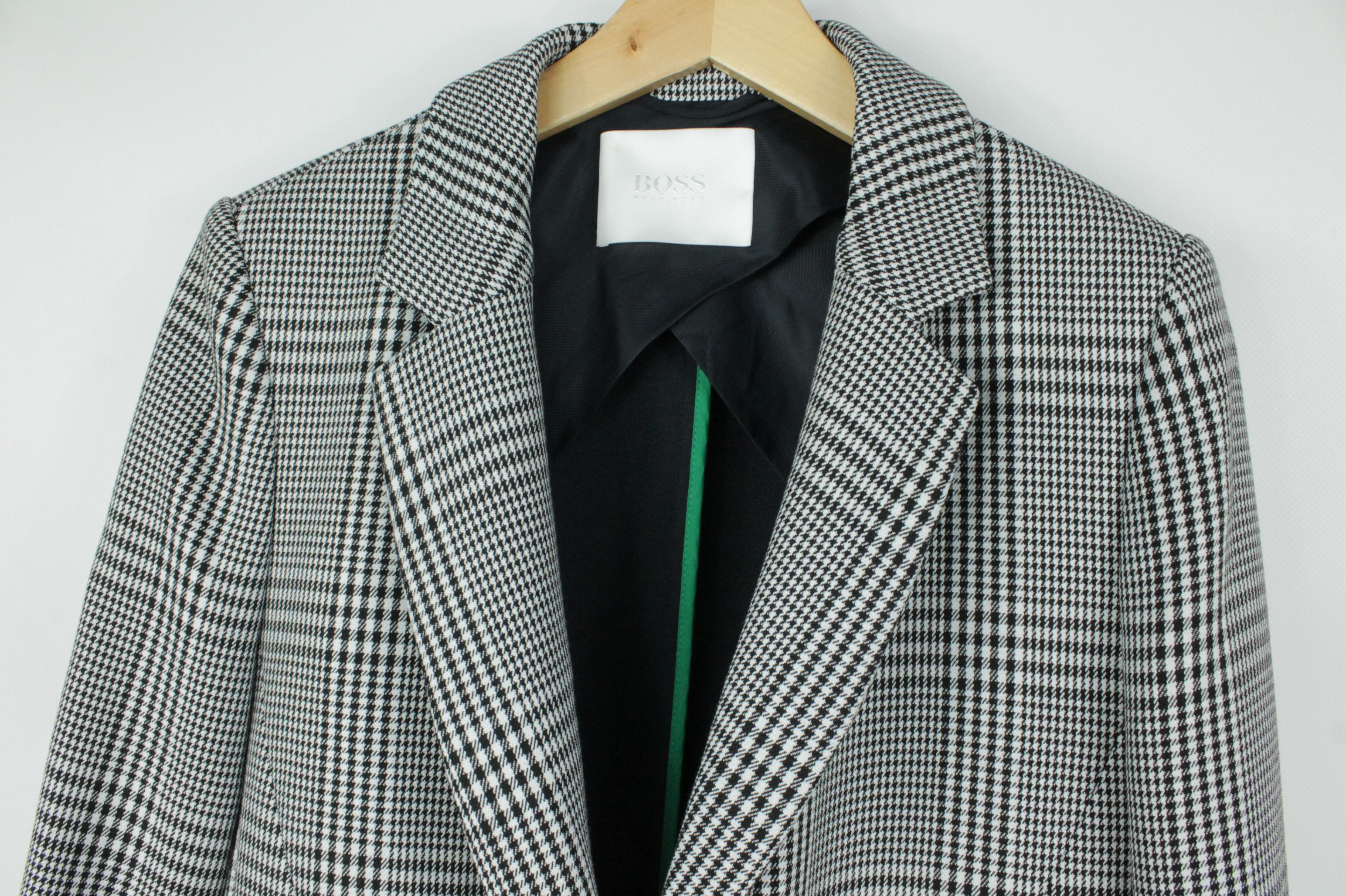 Hugo Boss Hugo Boss Houndstooth Check Wool Mid-Weight Coat Size L / US 10 / IT 46 - 2 Thumbnail
