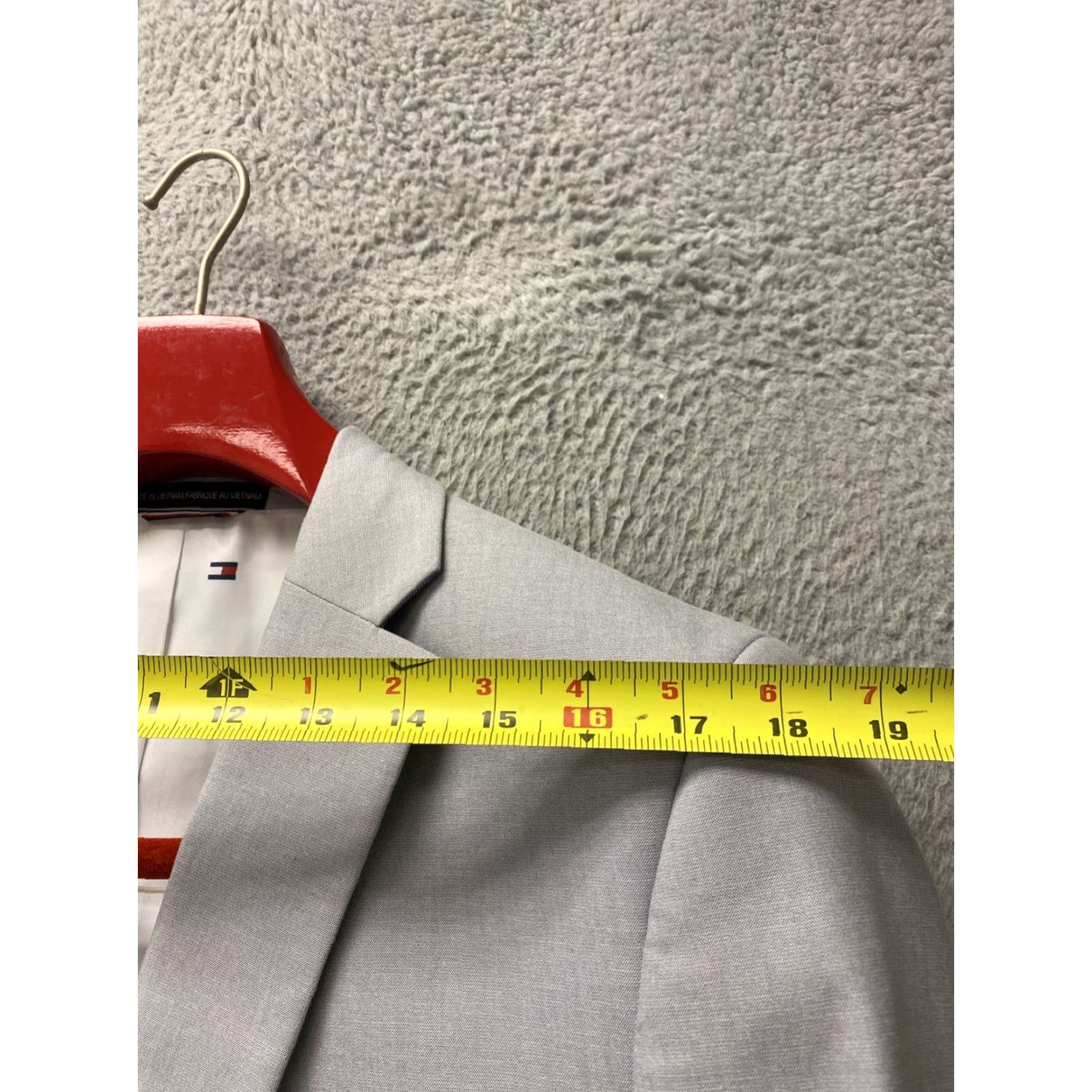 Tommy Hilfiger Tommy Hilfiger Mens Sport Coat Blazer Gray Cotton Spandex Slim Modern Fit 41R Regular Notch Lapel Double-Vented Four-Button Sleeves Two-Button Front Size 42R - 5 Thumbnail