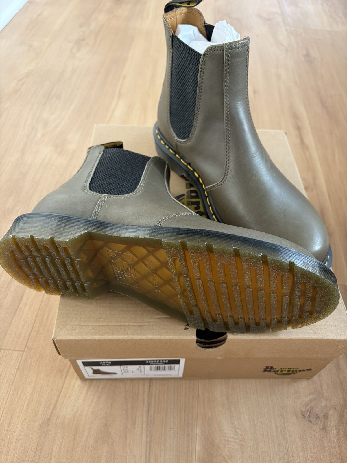Dr. Martens Brand New in Box $180 olive leather boots Size US 9 / EU 42 - 2 Thumbnail