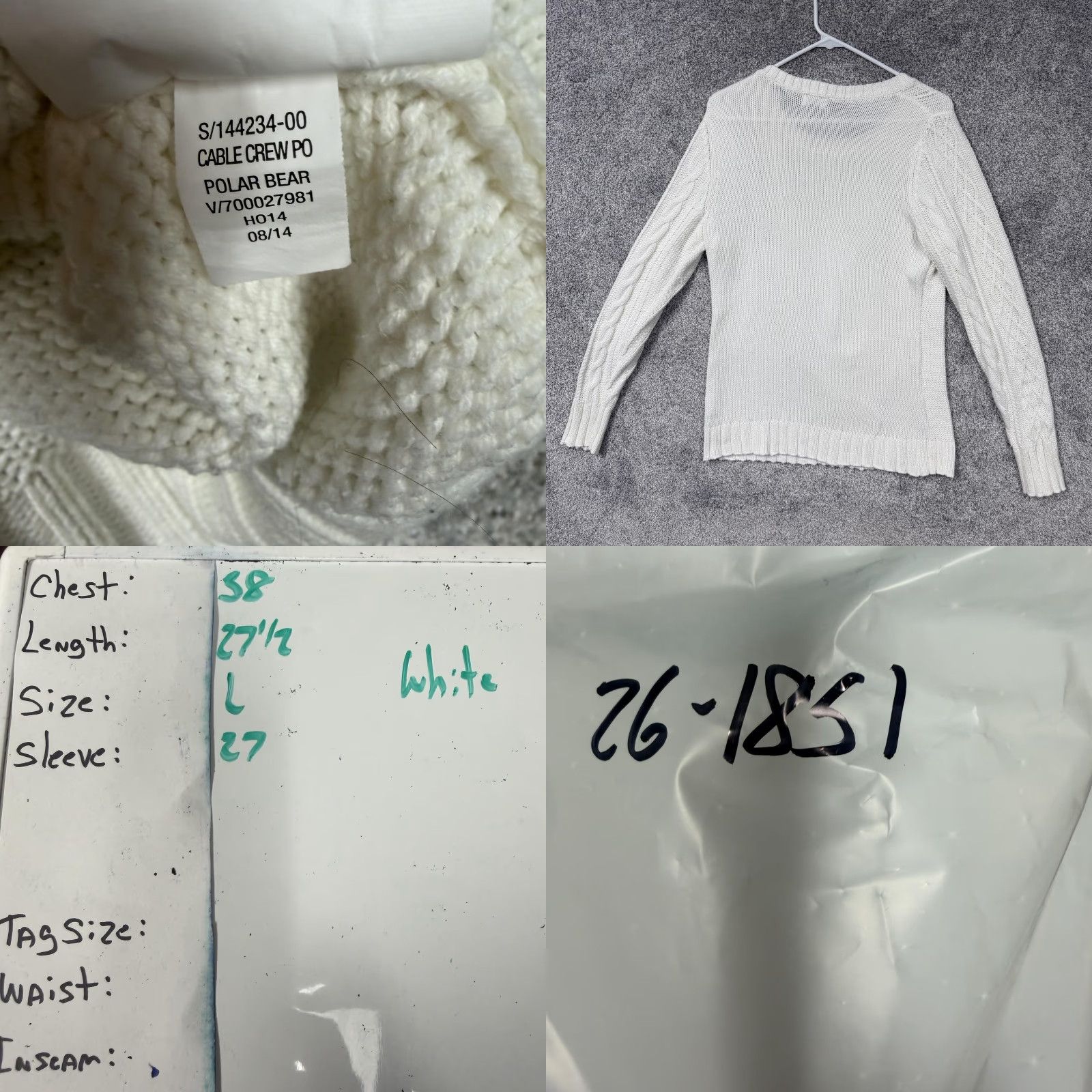 Old Navy Old Navy Sweater Womens L White Cable Knit Crewneck Coastal Winter Chic Normcore Size L / US 10 / IT 46 - 8 Thumbnail