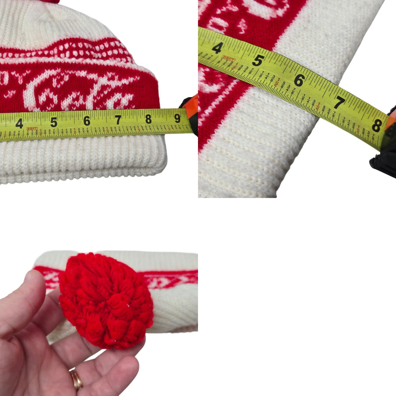 Vintage VINTAGE Coca Cola Beanie Hat Cap White & Red Knit Pom Pom Beanie Coca Cola Style Stretch Fit One Size Adults Womens Mens Girls Boys 1990s Size ONE SIZE - 8 Thumbnail