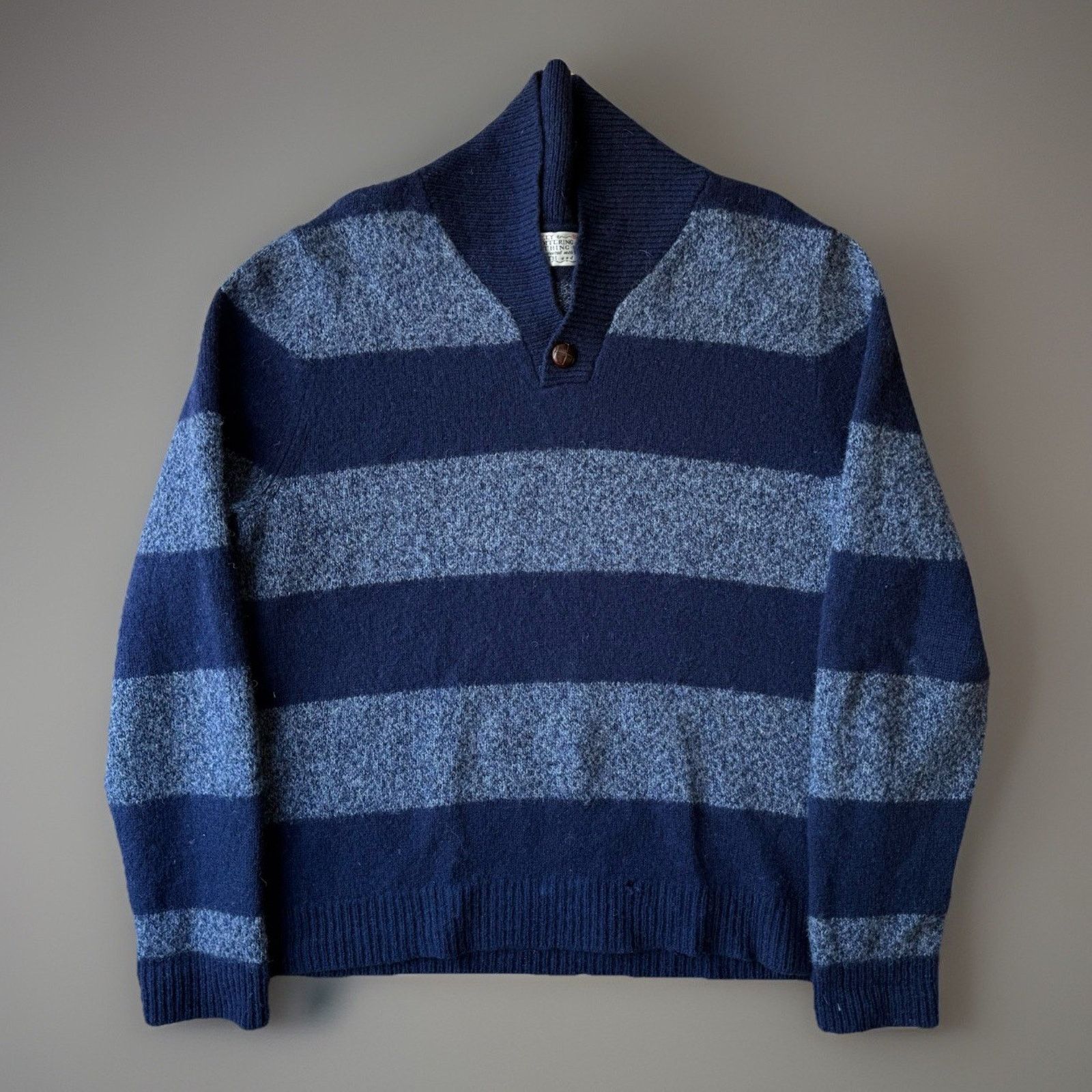 Shipley & Halmos Shipley & Halmos Sweater XL Blue Striped Wool Pullover Shawl Size US XL / EU 56 / 4 - 1 Thumbnail