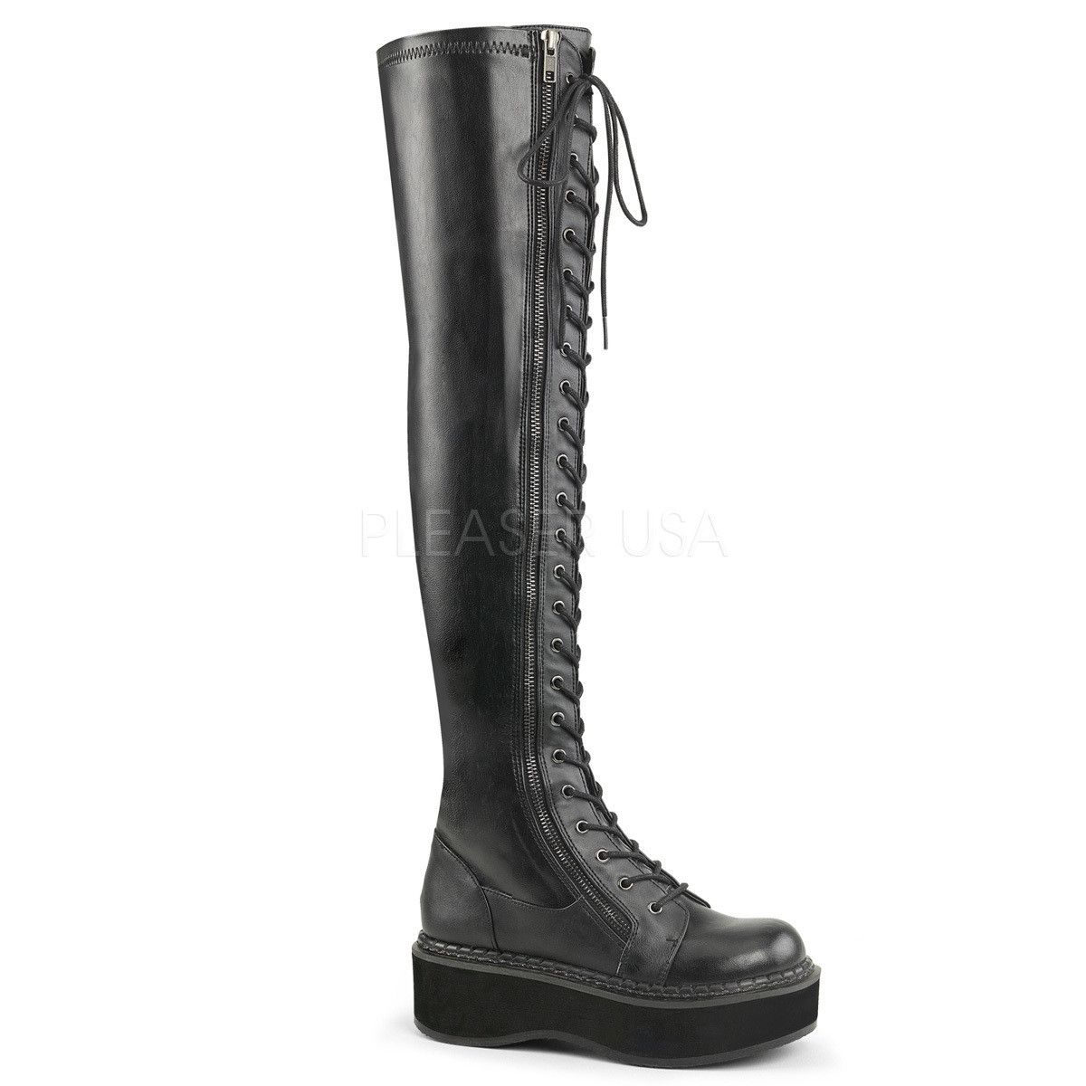 Other DEMONIA Emily 375 Matte Black Lace Up 2" Platform Goth Punk Size US 7 / IT 37 - 5 Thumbnail