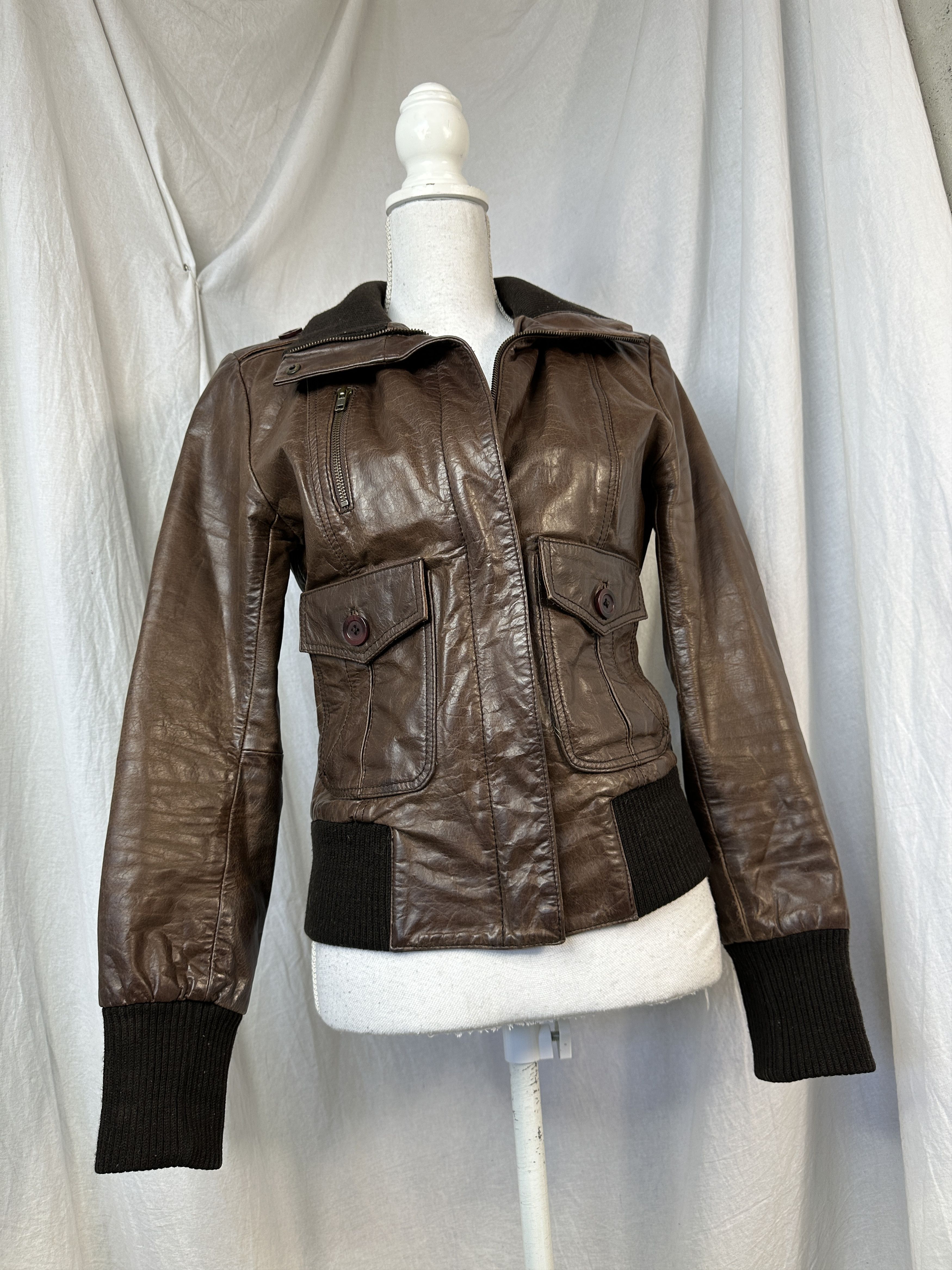 Vintage Vintage Biker Archive Y2K Moto Big Collar Leather Jacket Size US M / EU 48-50 / 2 - 6 Thumbnail
