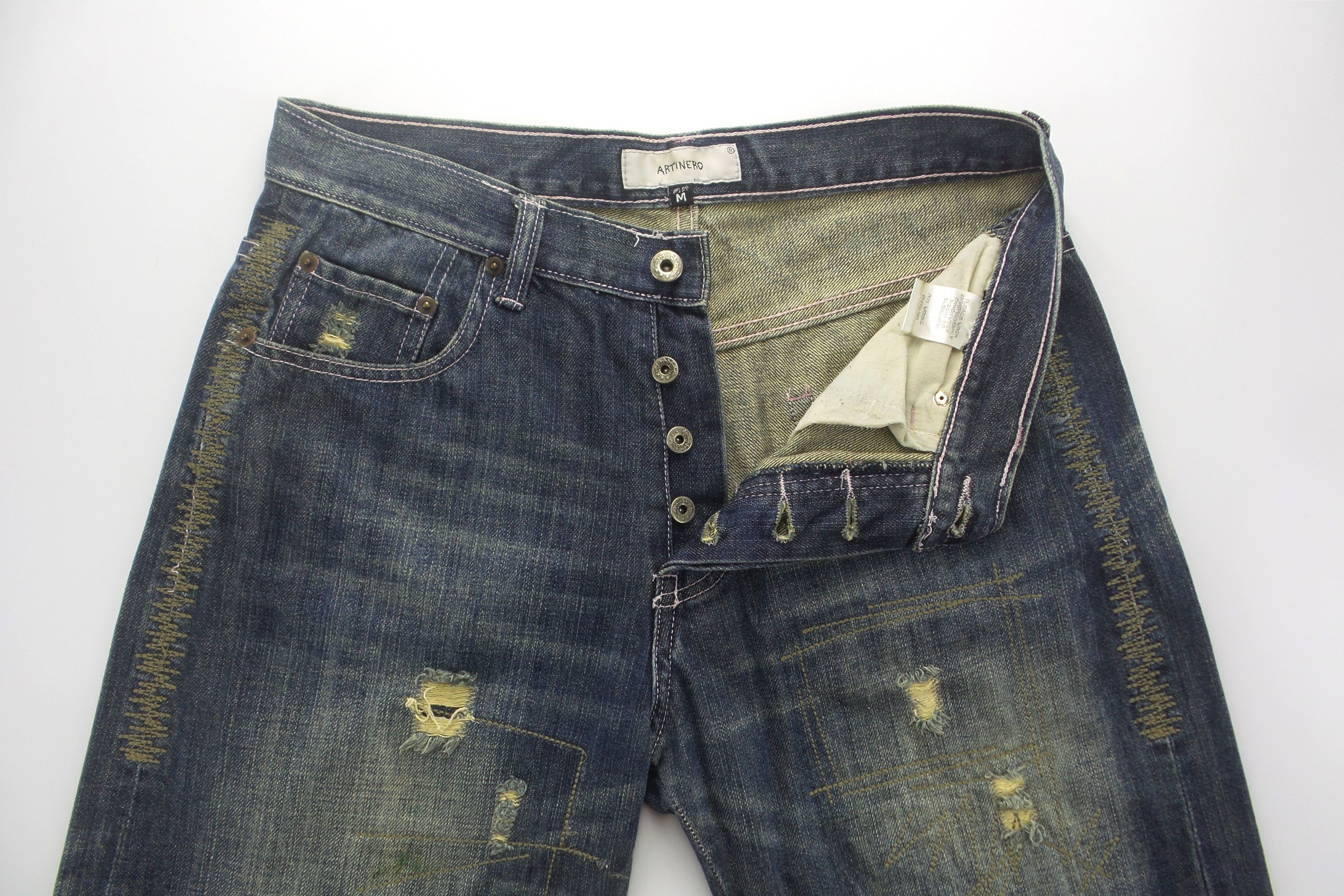 Japanese Brand Artinero Distressed Design Jeans W32xL41 Size US 32 / EU 48 - 2 Thumbnail