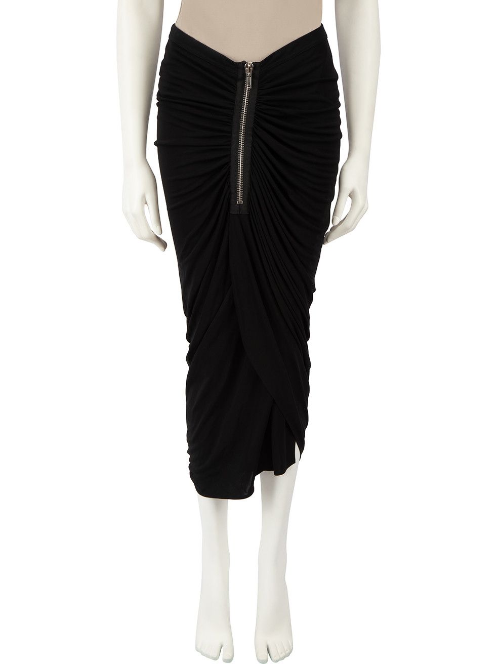 image of Givenchy Black Ruched Zip Detail Midi Skirt, Women's (Size 30)