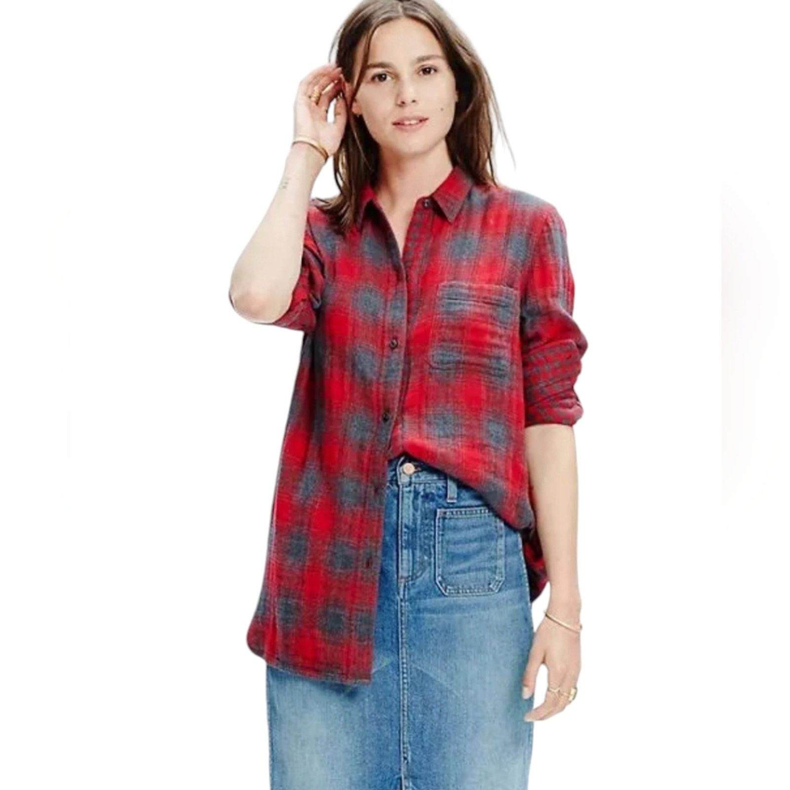 Madewell Madewell Ex-Boyfriend Relaxed fit plaid flannel shirt Medium Size M / US 6-8 / IT 42-44 - 1 Thumbnail