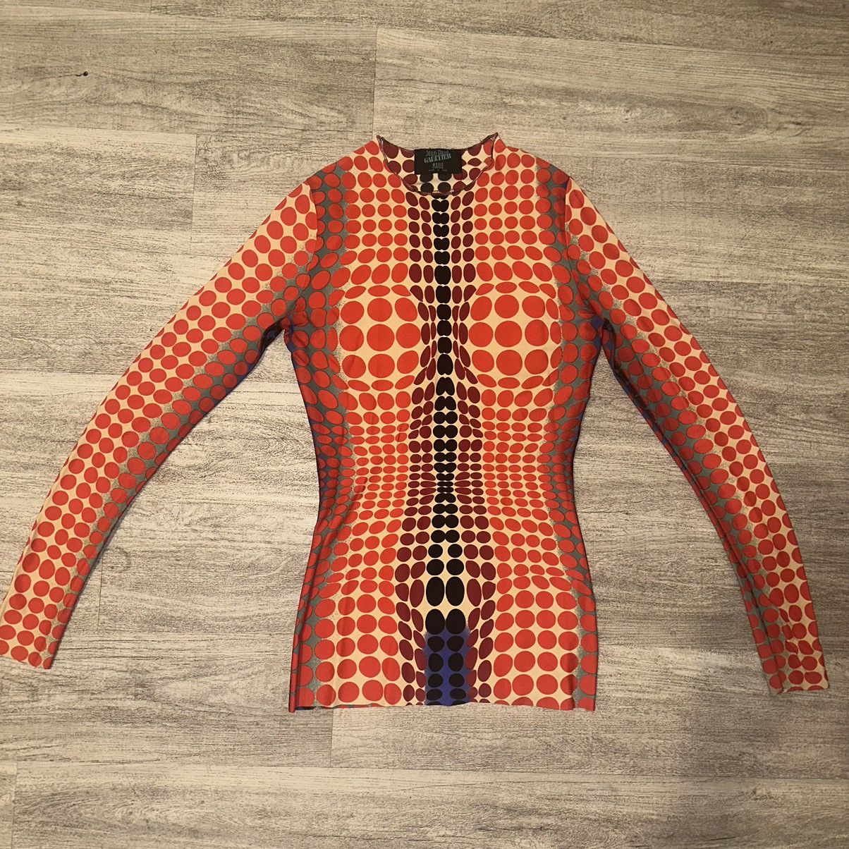 image of Jean Paul Gaultier 1995 Cyber Dot Shirt in Red, Men's (Size Medium)
