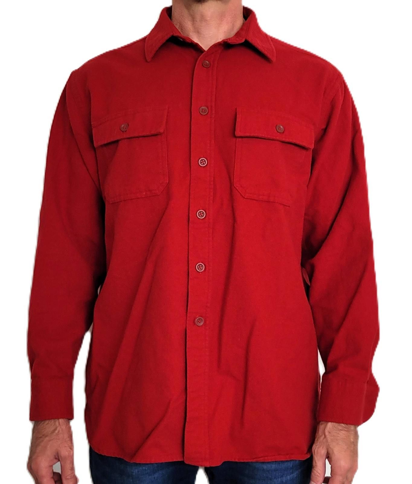 L.L. Bean L.L. Bean Men’s Large Button Shirt Red Heavy Cotton Size US L / EU 52-54 / 3 - 1 Thumbnail