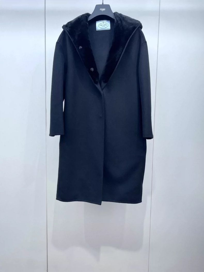 Prada Prada Black Wool Coat with Hood-dmc Size US M / EU 48-50 / 2 - 1 Thumbnail