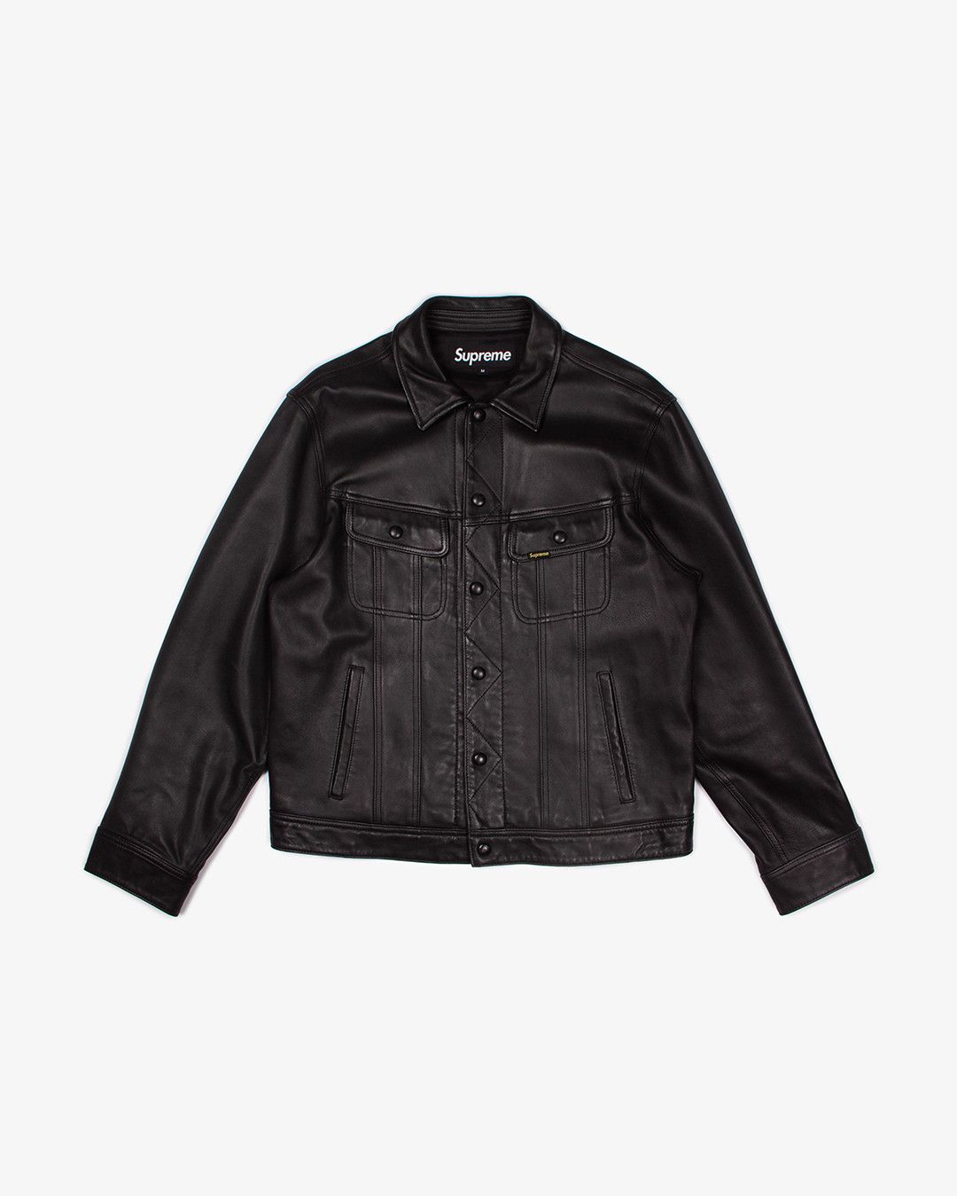 Supreme SUPREME BLACK LEATHER TRUCKER JACKET | Grailed