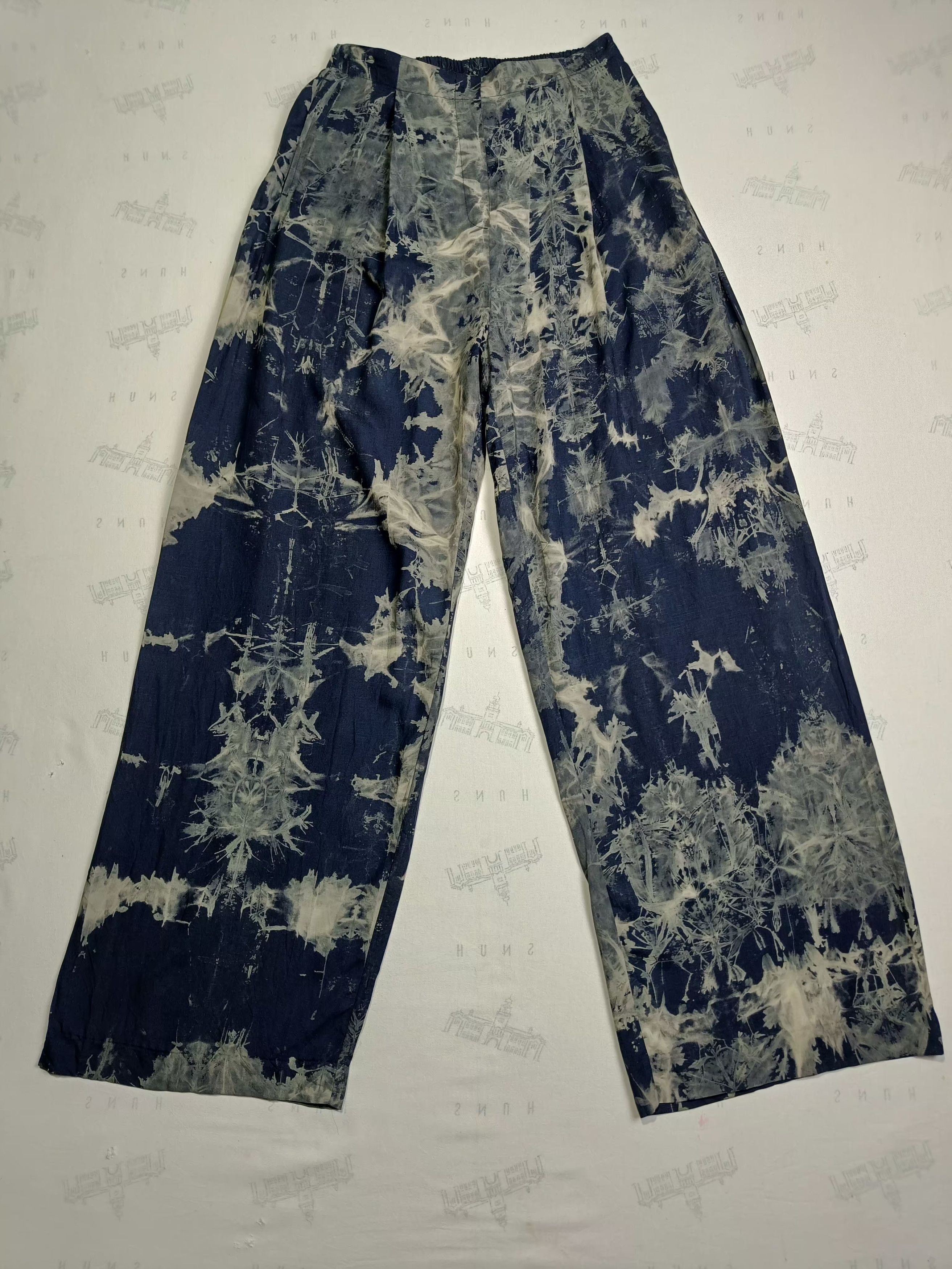 Bleach SICK🔥 Studio Table Baggy Bleach Tie-dye Rayon Slacks Size 26" / US 2 / IT 38 - 4 Thumbnail