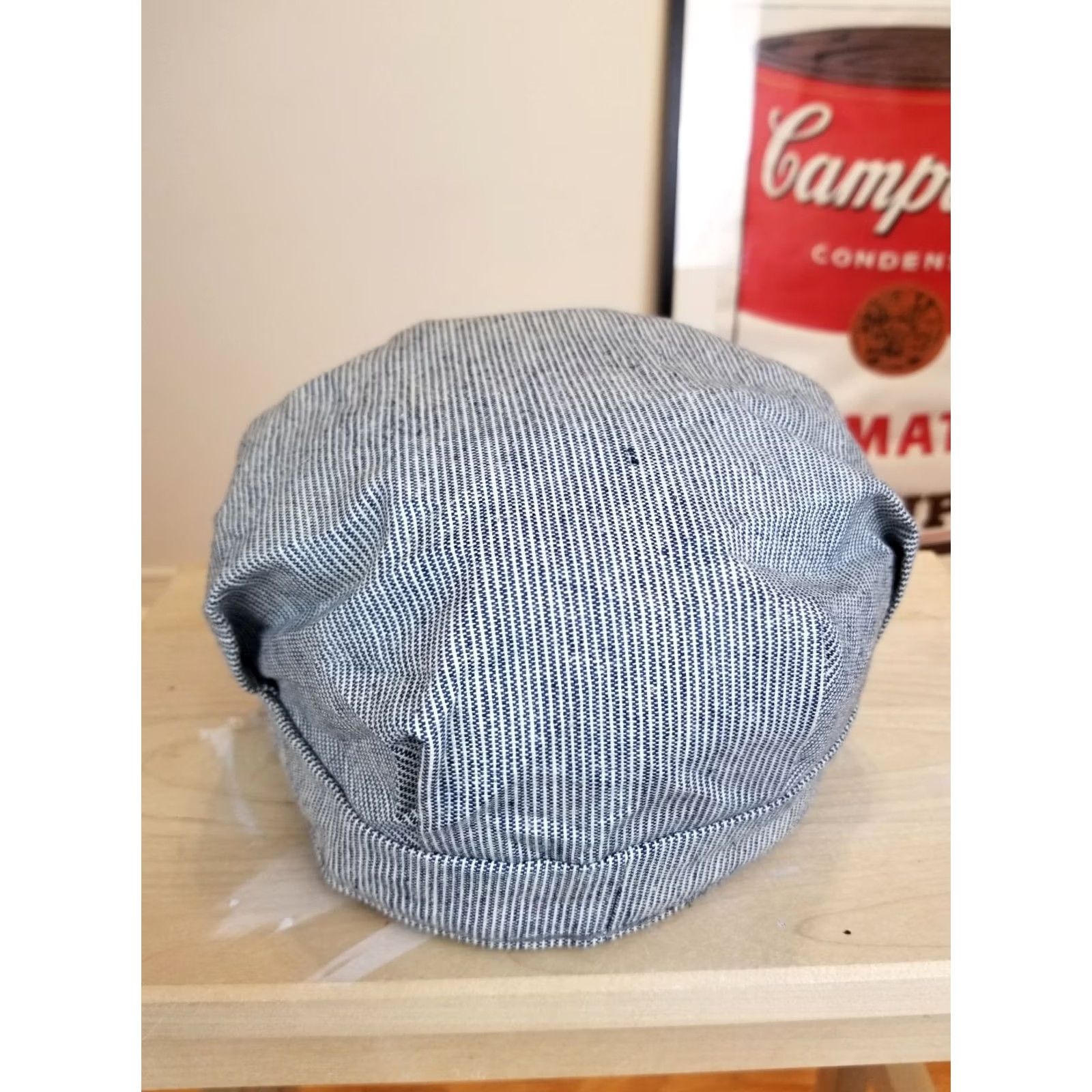 Vintage VINTAGE Unbranded Railroad Engineer Striped Hickory Hat Sz 7 1/2 Blue Cotton Cap Adults Boys Mens Womens Size ONE SIZE - 4 Thumbnail