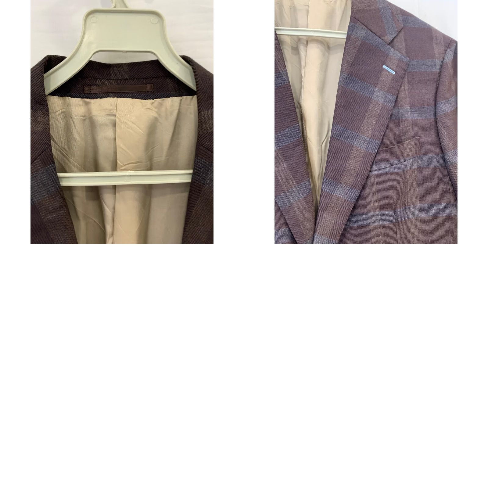 Vintage Atelier Munro Harry Rosen Sport Coat Blazer Plaid Wool Brown Blue 42 Regular Men Size 42R - 9 Thumbnail