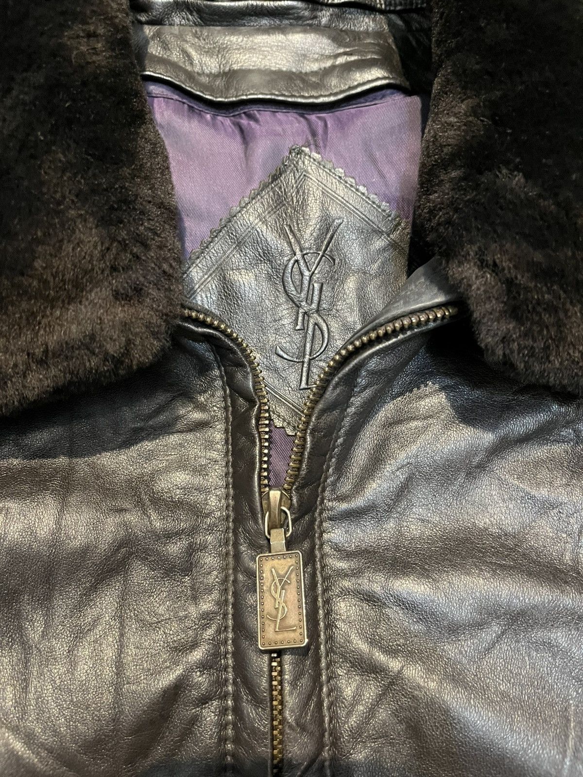 Yves Saint Laurent VINTAGE YSL YVES SAINT LAURENT STRETCH LEATHER JACKET BLACK! Size US L / EU 52-54 / 3 - 8 Thumbnail