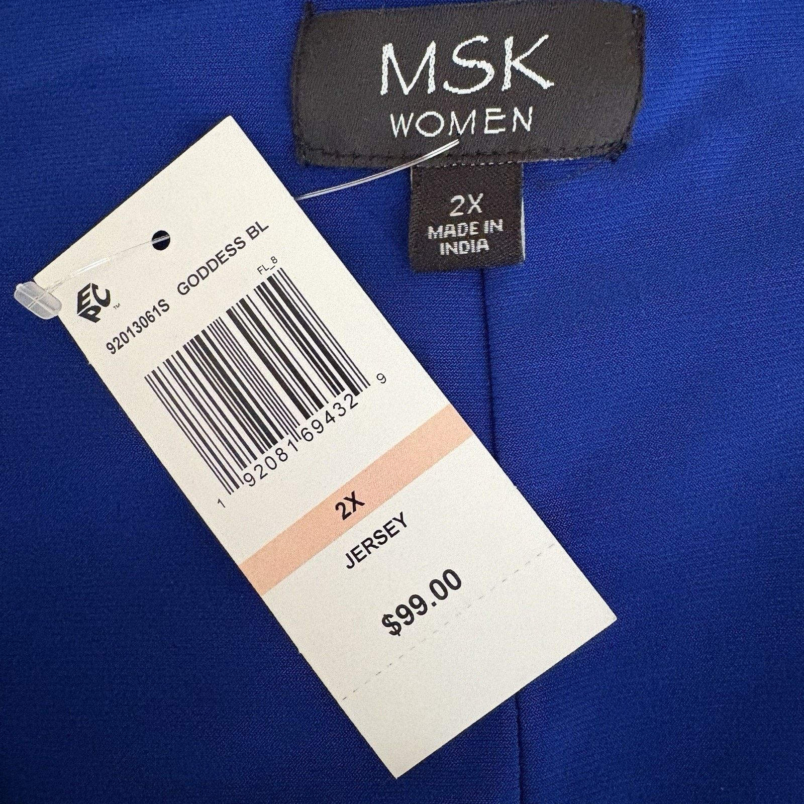 Other MSK Women’s Blue Draped Jersey Dress 2X NWT Size XXL / US 16-18 / IT 52-54 - 3 Thumbnail