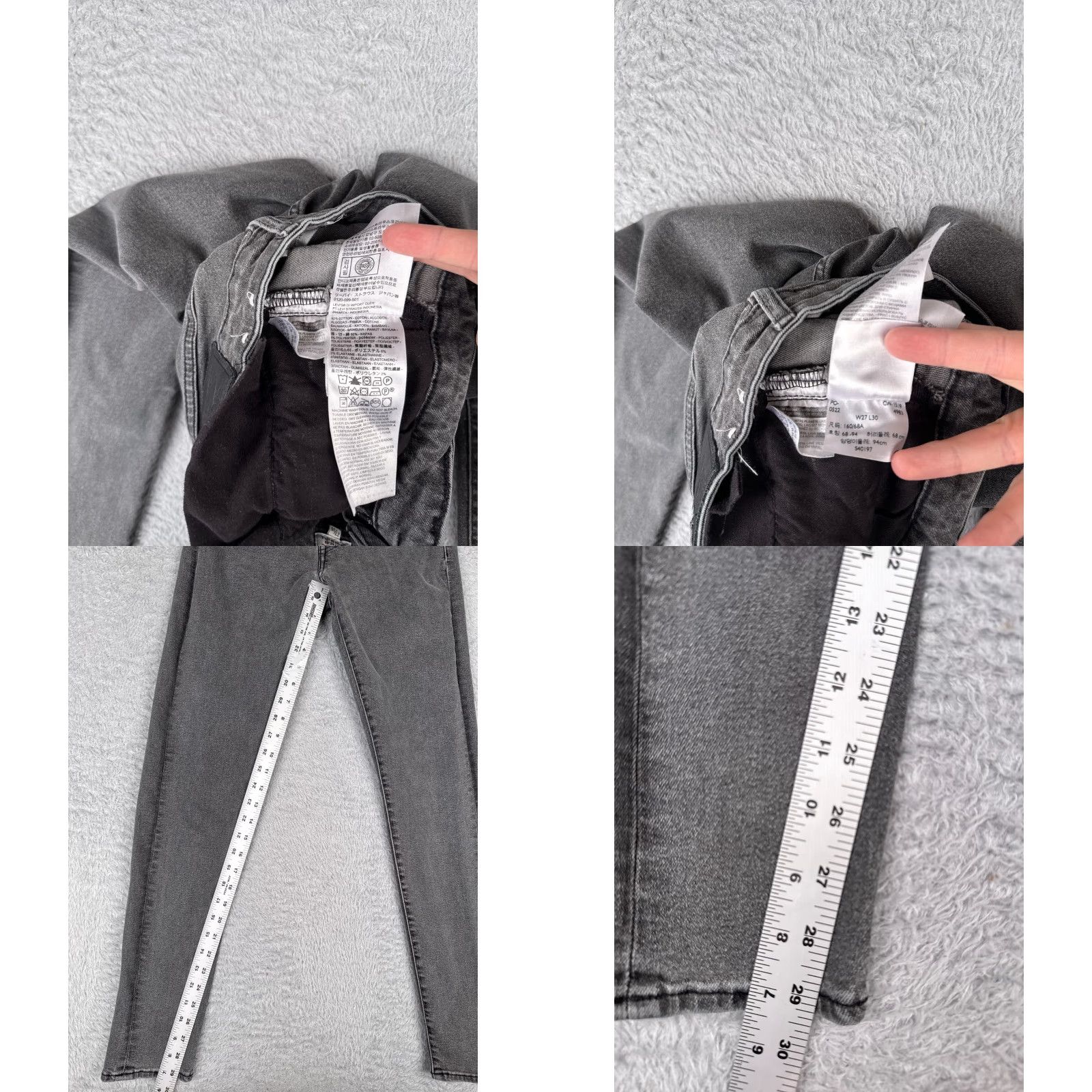Levi's Levi's Women Skinny Jeans 27 Black Denim 26x30 Vintage Style Stretch Distressed Mid Rise Casual Size 27" / US 4 / IT 40 - 8 Thumbnail