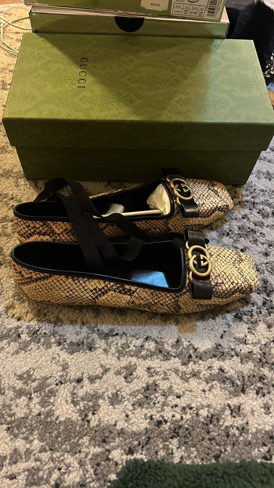 Gucci Gucci Evi Snakeskin Phyton Ballet Flats Size US 10 / IT 40 - 6 Thumbnail