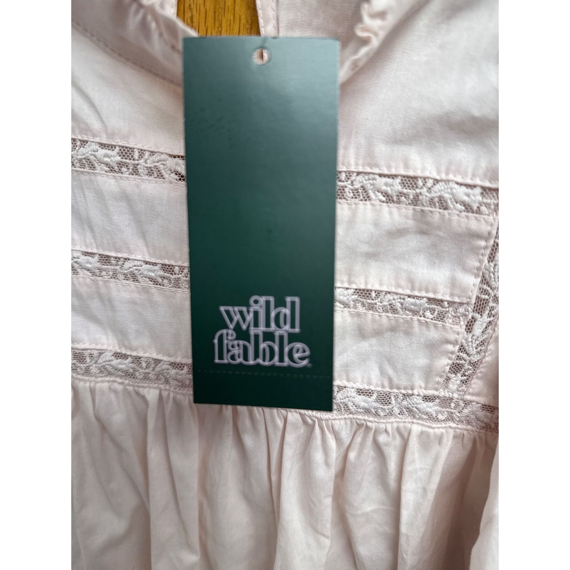 Other Wild Fable Dusty Pink Lace Detail Ruffle Long Sleeve Mini Dr Size M / US 6-8 / IT 42-44 - 3 Thumbnail