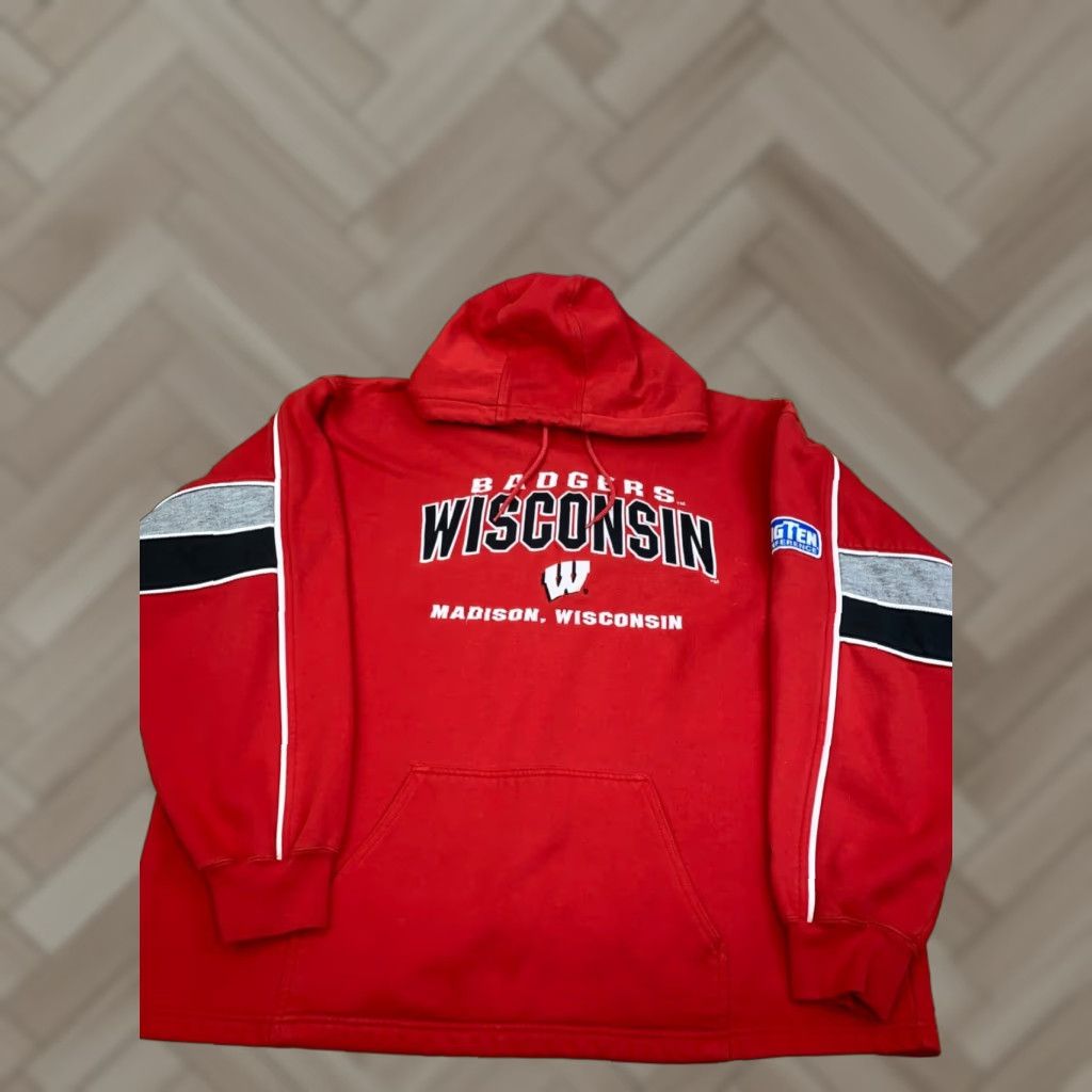 Lee VINTAGE Lee Hoodie Mens XL Red Big 10 Conference Wisconsin Badgers Pullover Size US XL / EU 56 / 4 - 1 Thumbnail