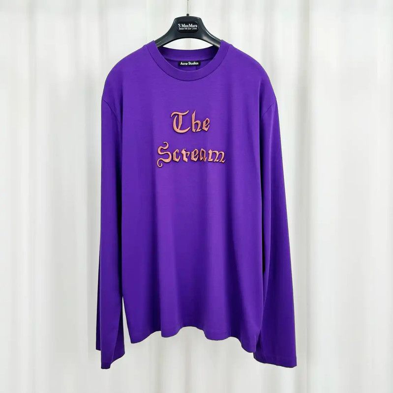 Acne Studios Acne Studios Long Sleeve Purple Logo T-Shirt Size US XL / EU 56 / 4 - 1 Thumbnail