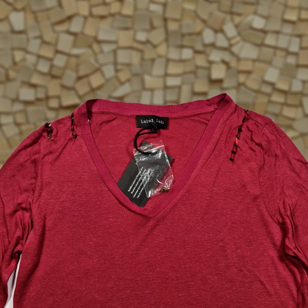 Vintage Label Lab Womens T Shirt Pink Long Sleeve V-Neck Marnie Top UK6 Size M / US 6-8 / IT 42-44 - 1 Thumbnail